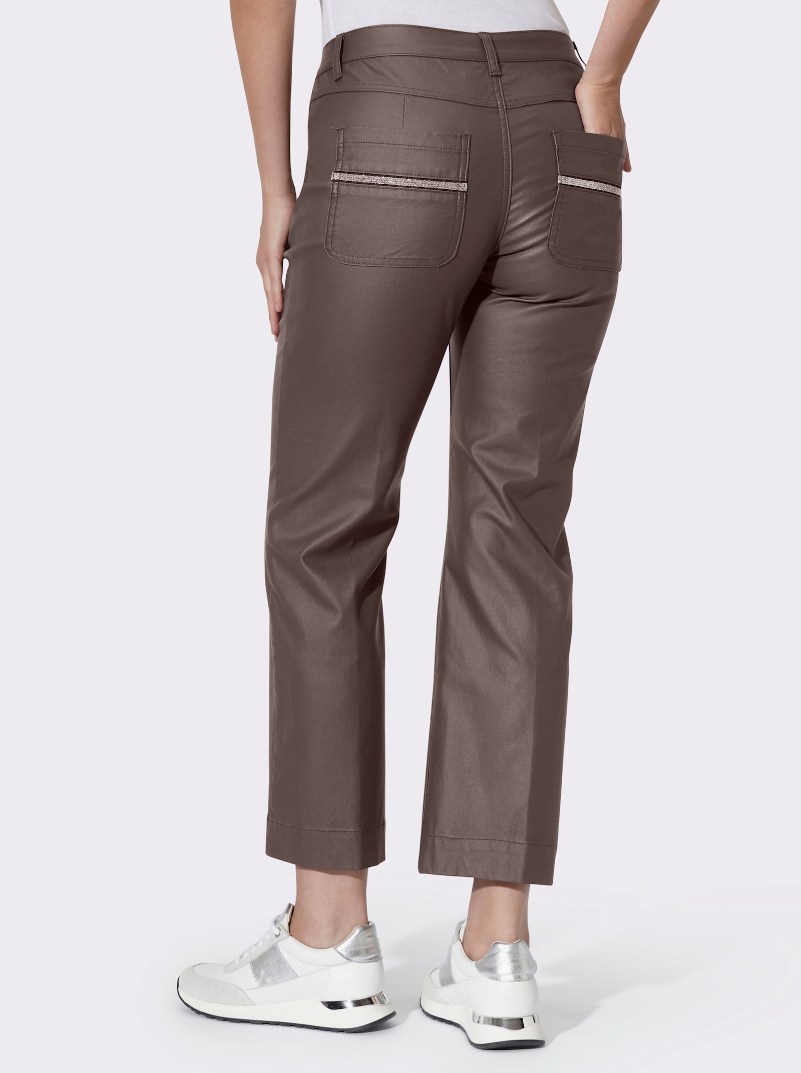 heine Ankle-Jeans mit Glanz-Beschichtung - schoko
