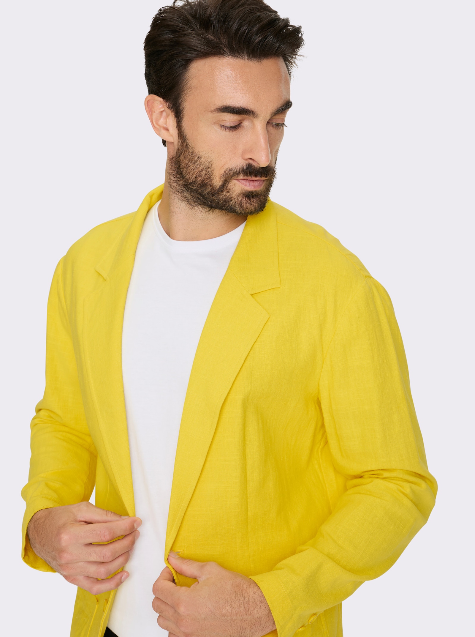 Marco Donati Colbert in mix van katoen en linnen - limoen