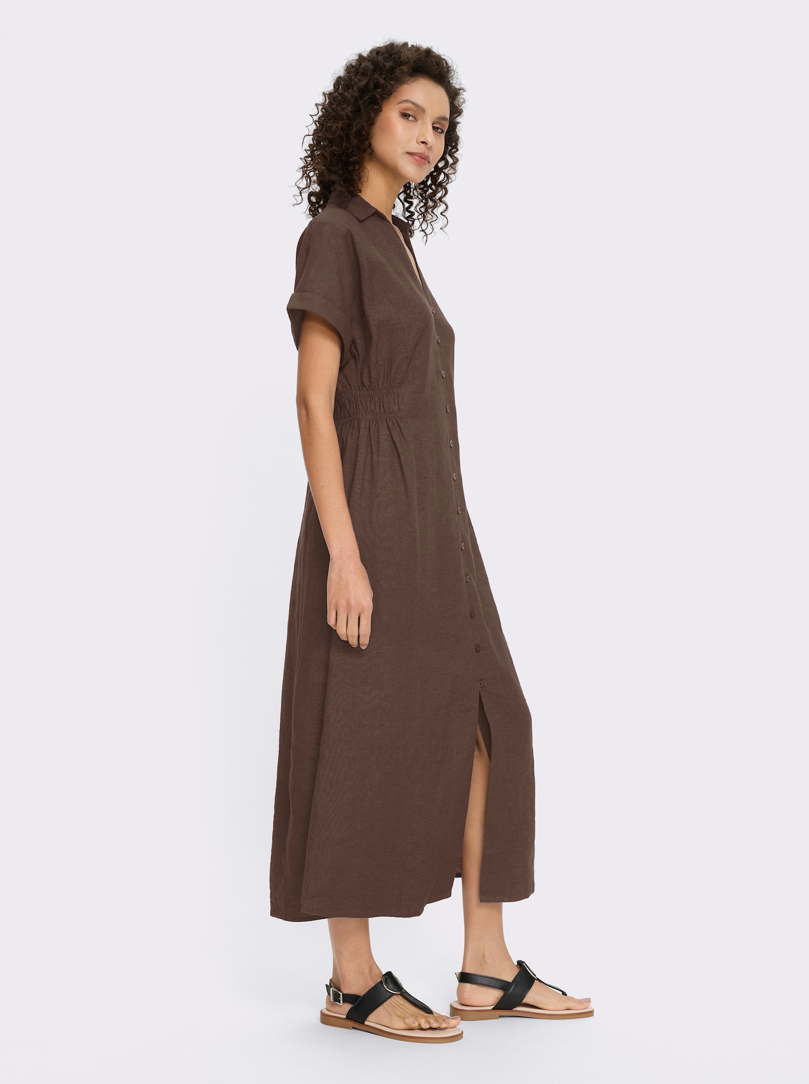 heine Sommerkleid mit Gehschlitz - schoko