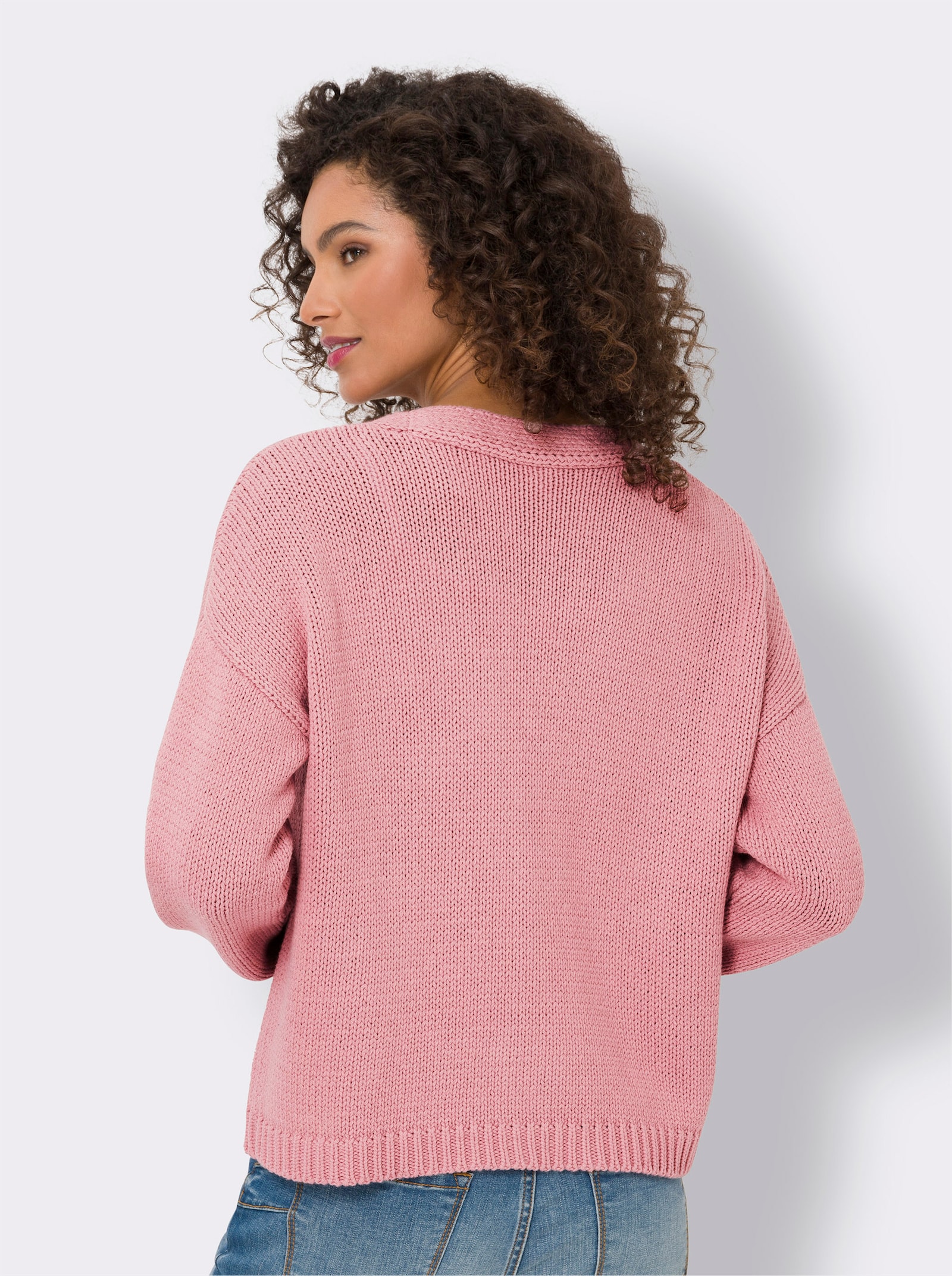 heine Strickjacke mit Knöpfen in Holz-Optik - rosé