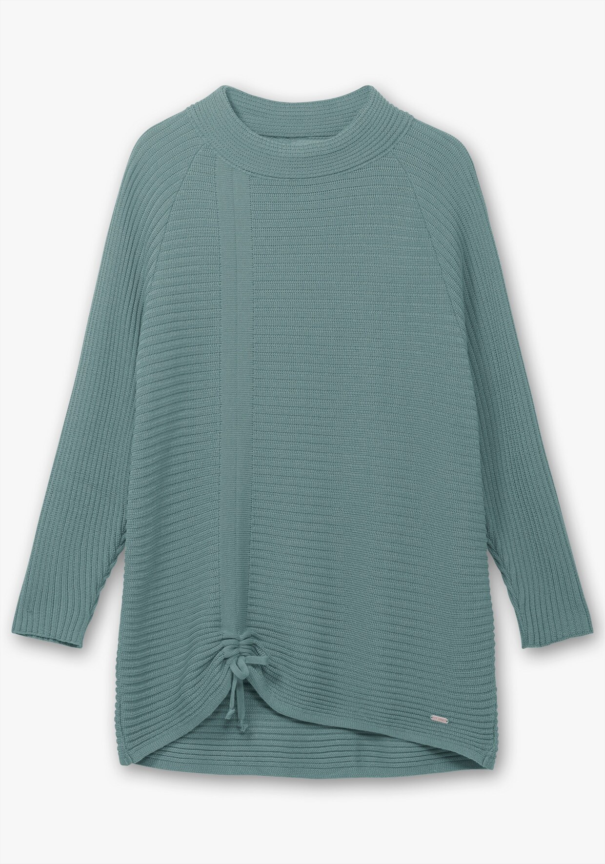 Langarm-Pullover mit Raffung am Saum - jade
