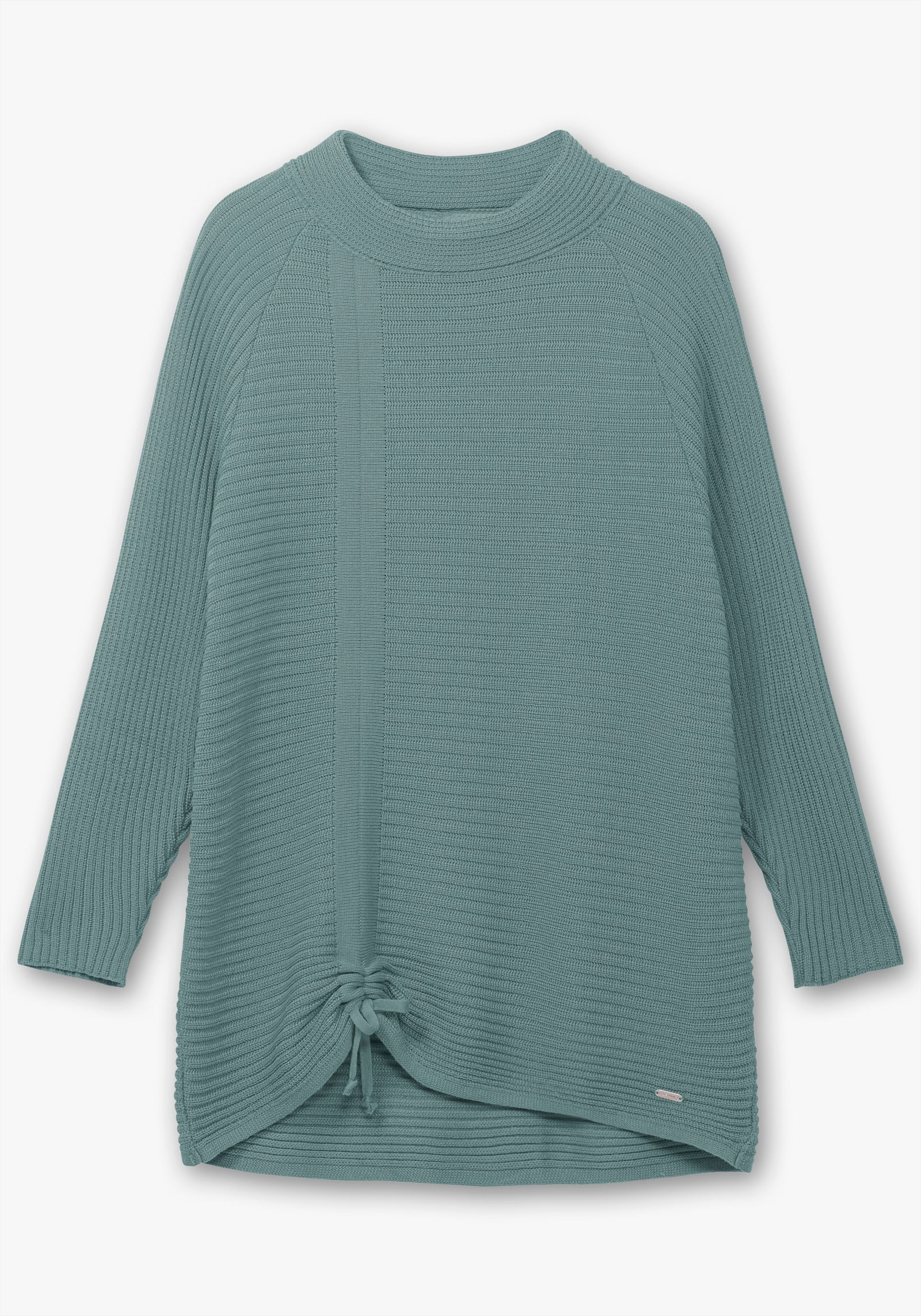 Langarm-Pullover mit Raffung am Saum - jade