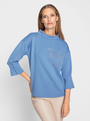 heine Sweatshirt mit Schmucksteinchen vorne - himmelblau