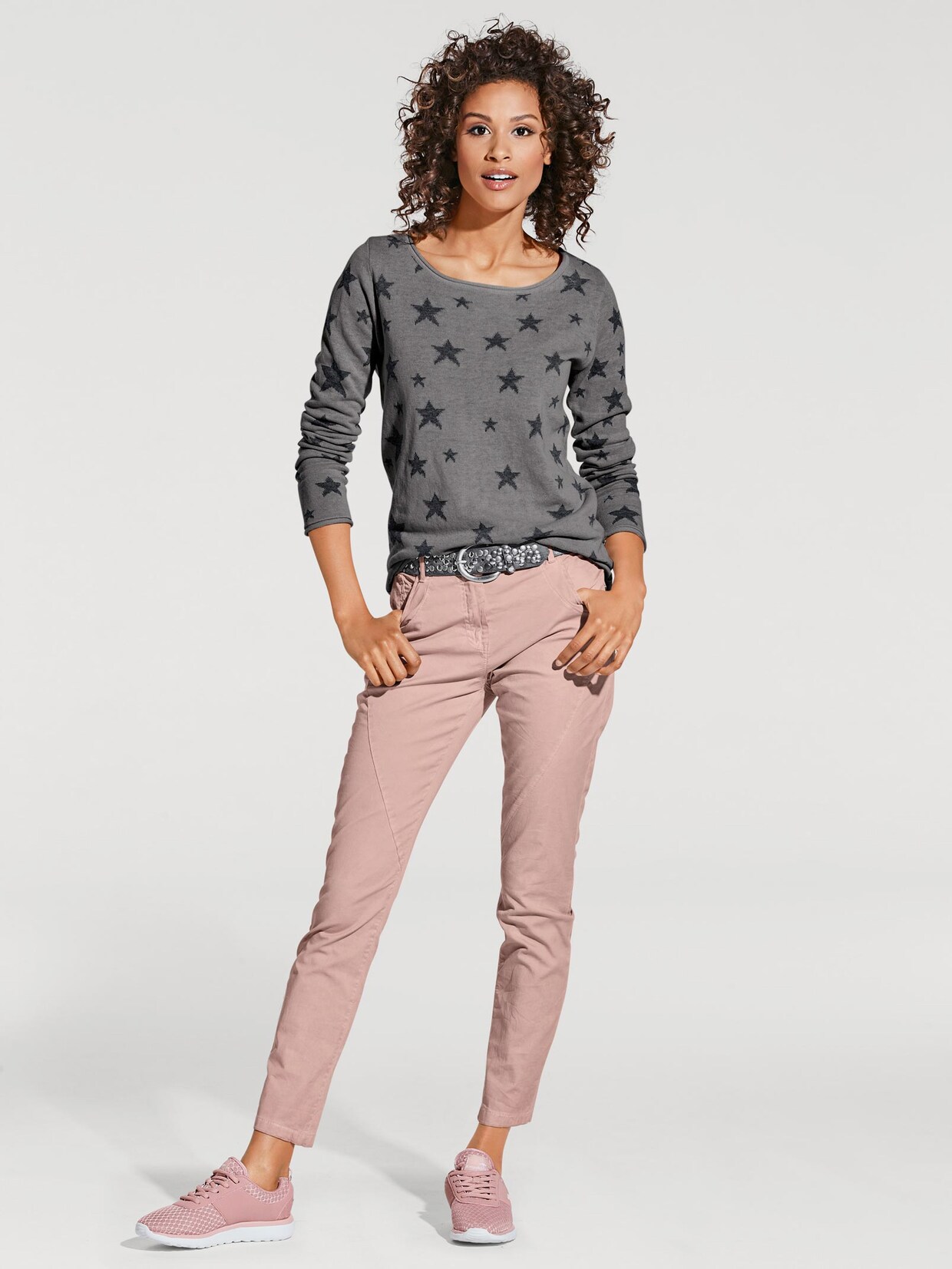 Linea Tesini Rundhals-Pullover - grau