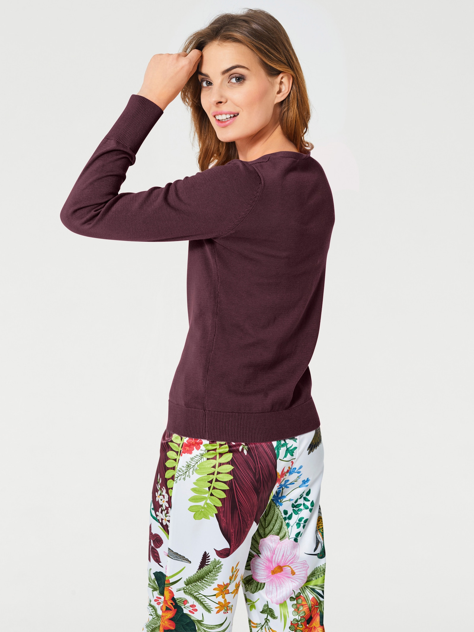 heine Feinstrickjacke im Cardigan-Style - bordeaux