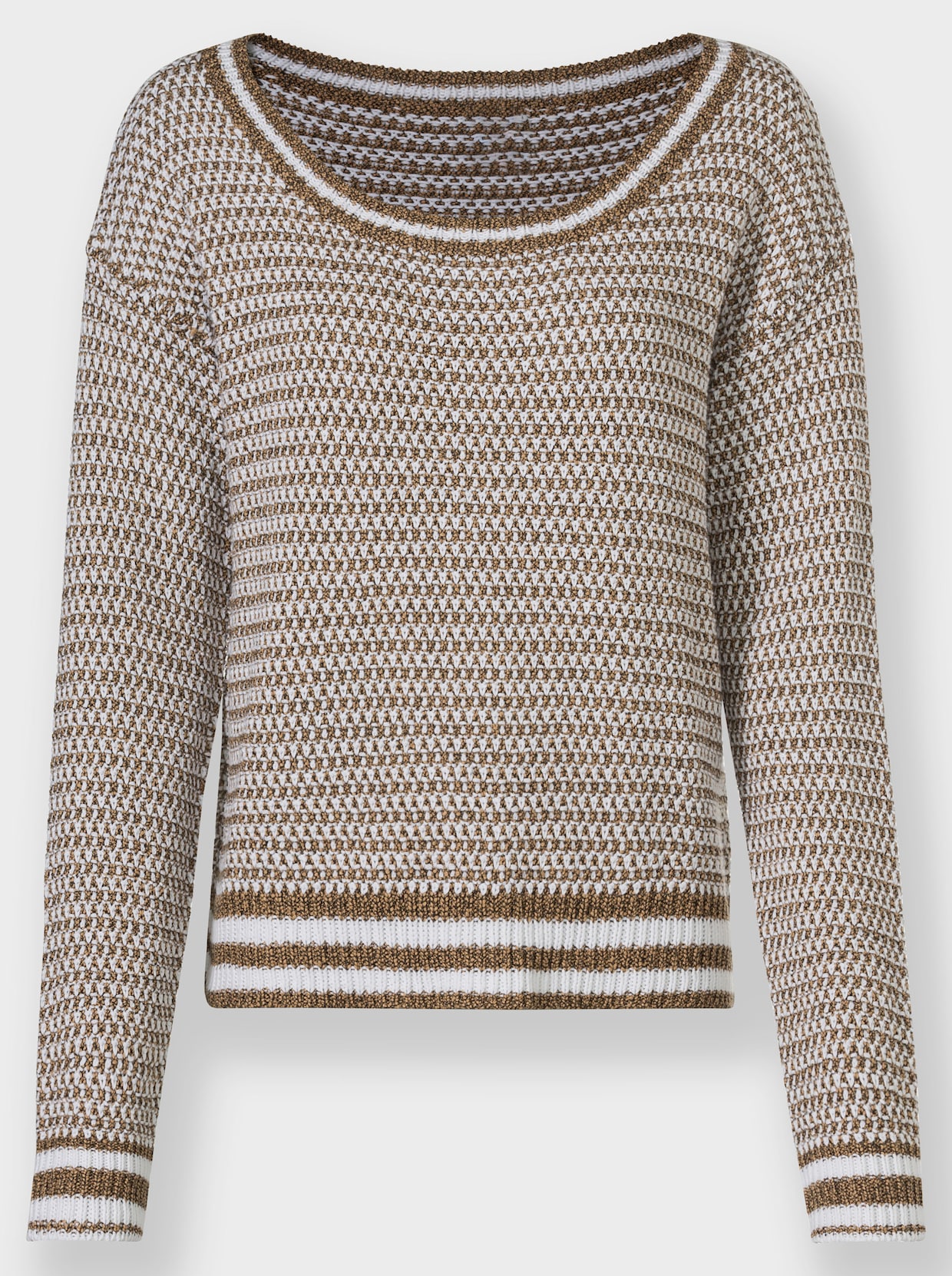 heine Pullover - wit/camel gemêleerd