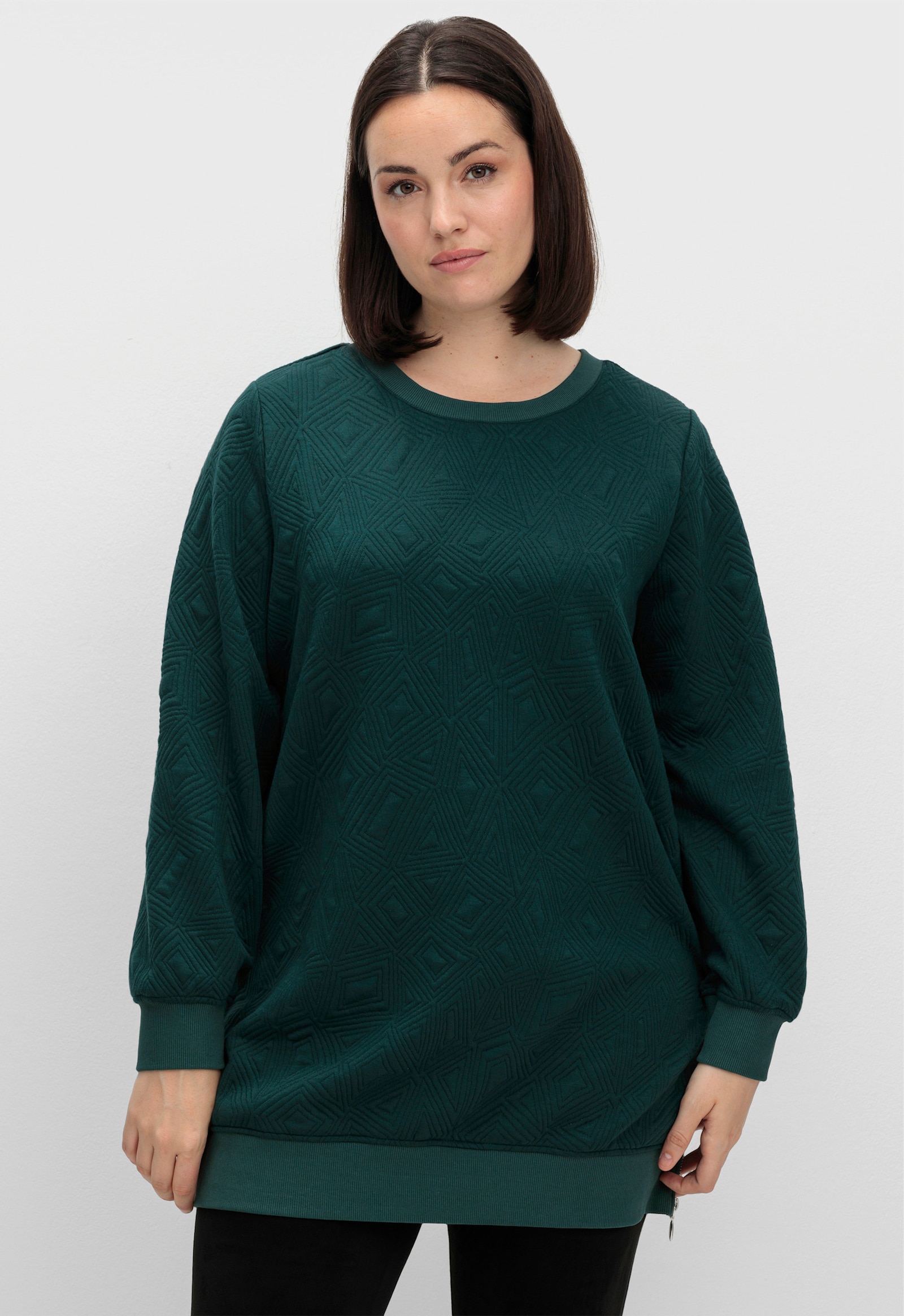 sheego Longsweatshirt mit Stepp-Muster - tiefgrün