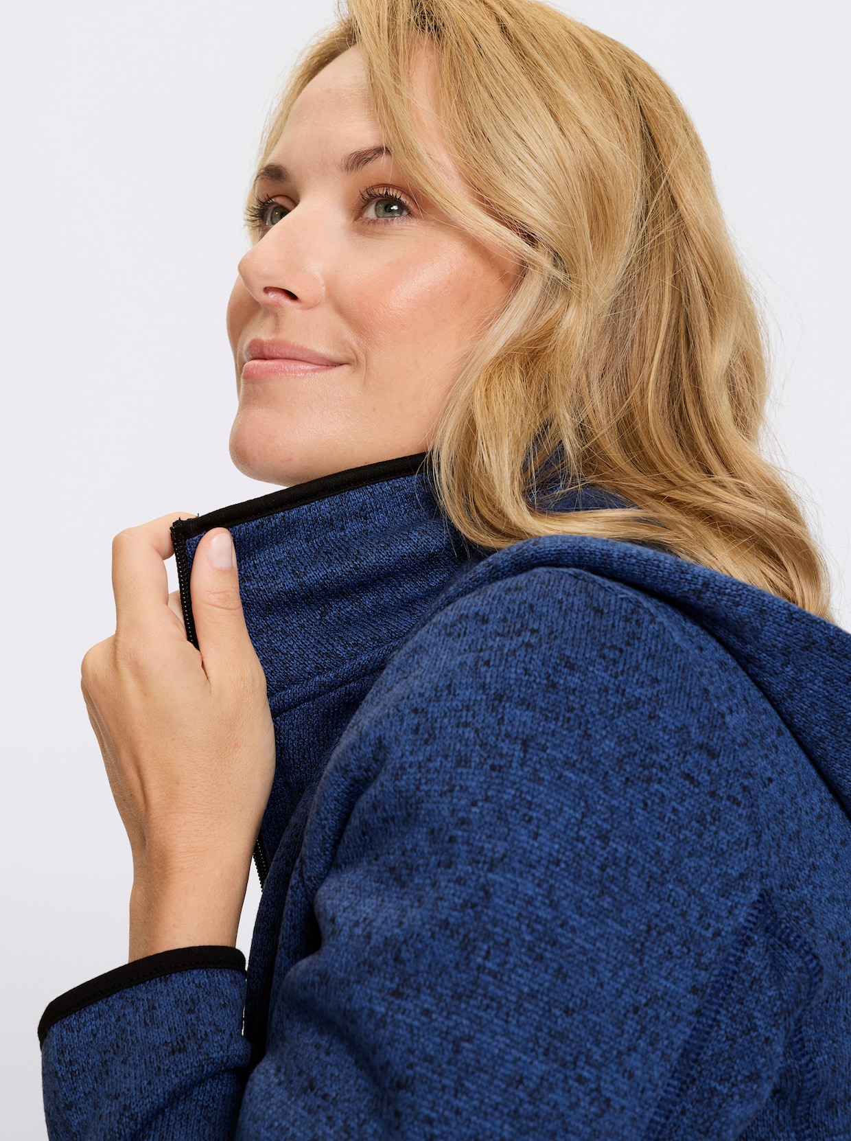 Strickfleecejacke - jeansblau-schwarz-meliert