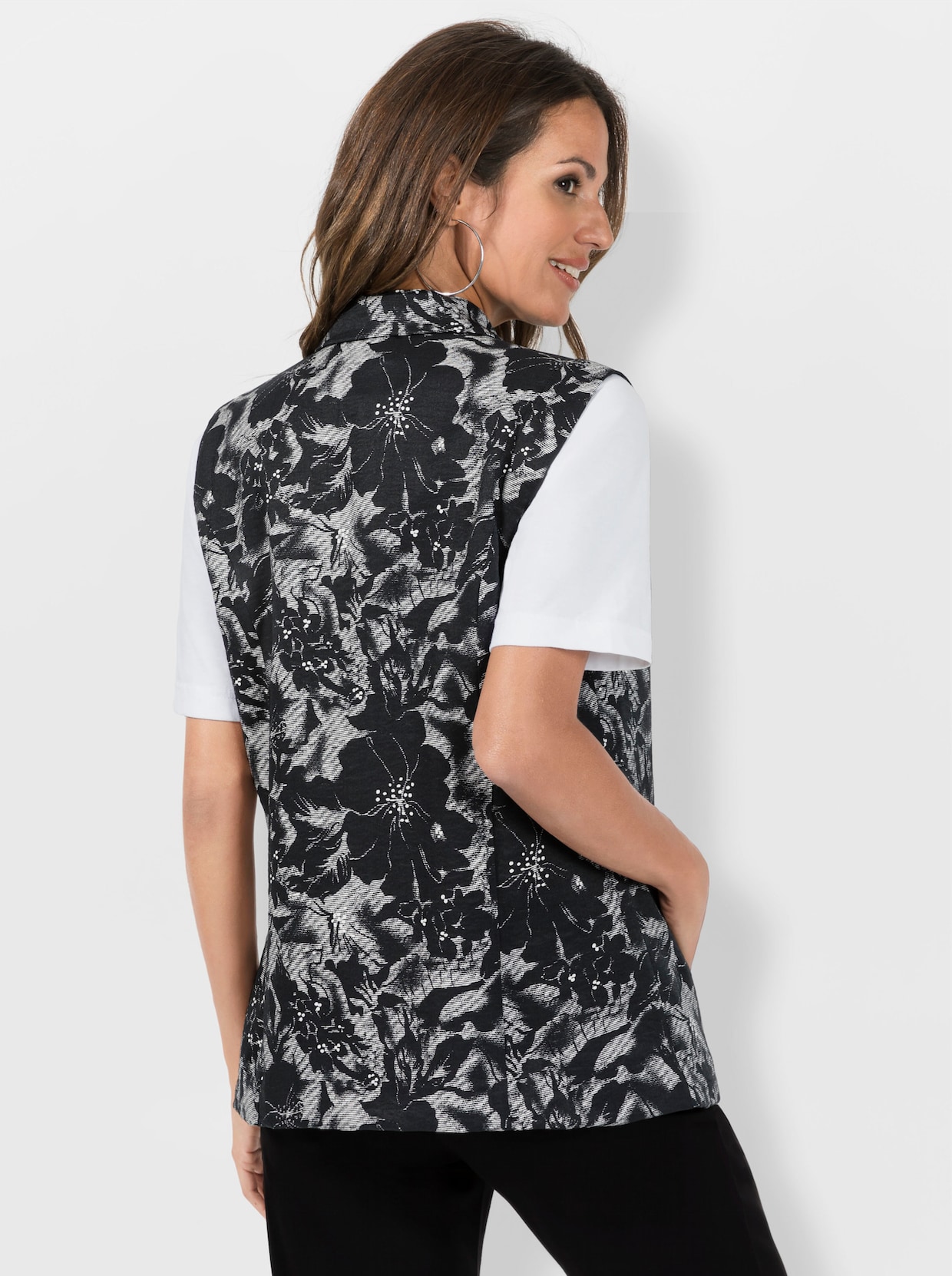 Gilet - zwart geprint