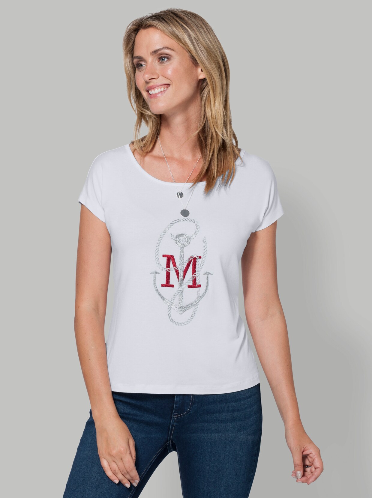 Rundhalsshirt - weiss
