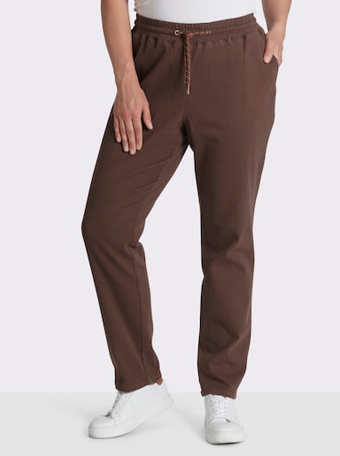sheego Schlupfhose aus weichem Twill, innen angeraut - schoko