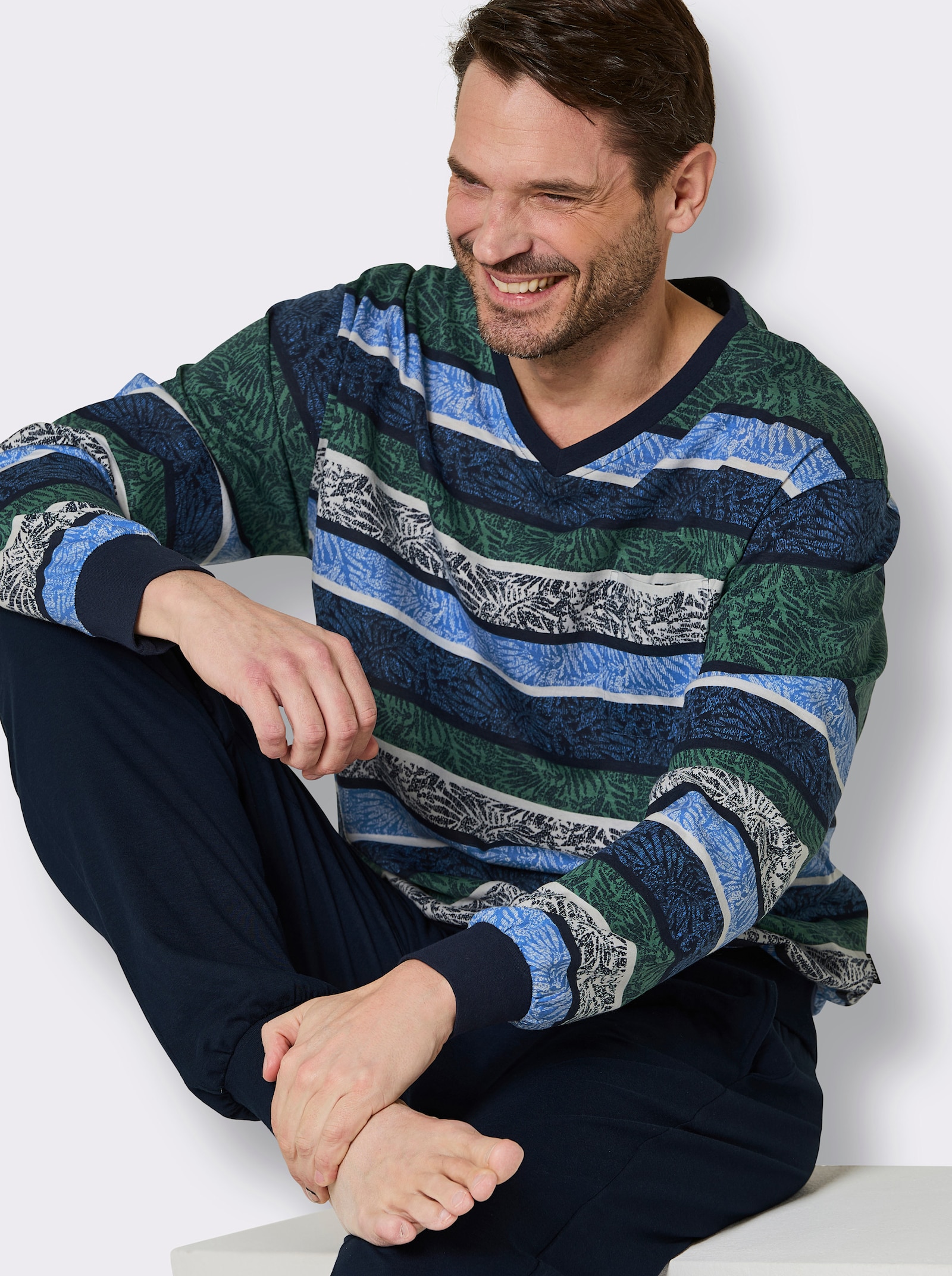 Hajo Schlafanzug - marine-ozean-bedruckt