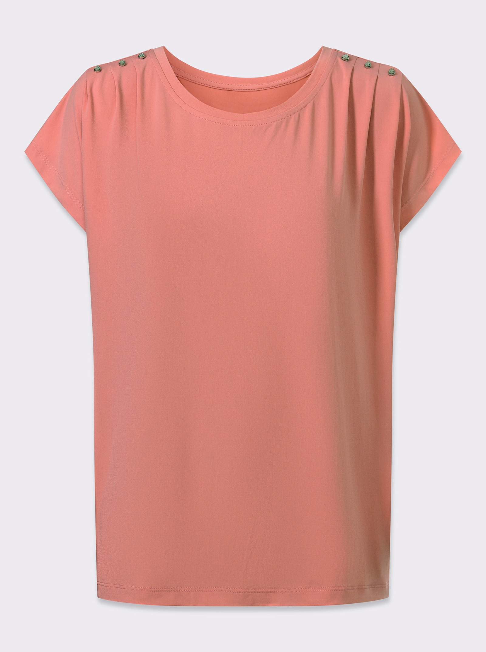 Rundhalsshirt mit Schmucksteinchen - flamingo