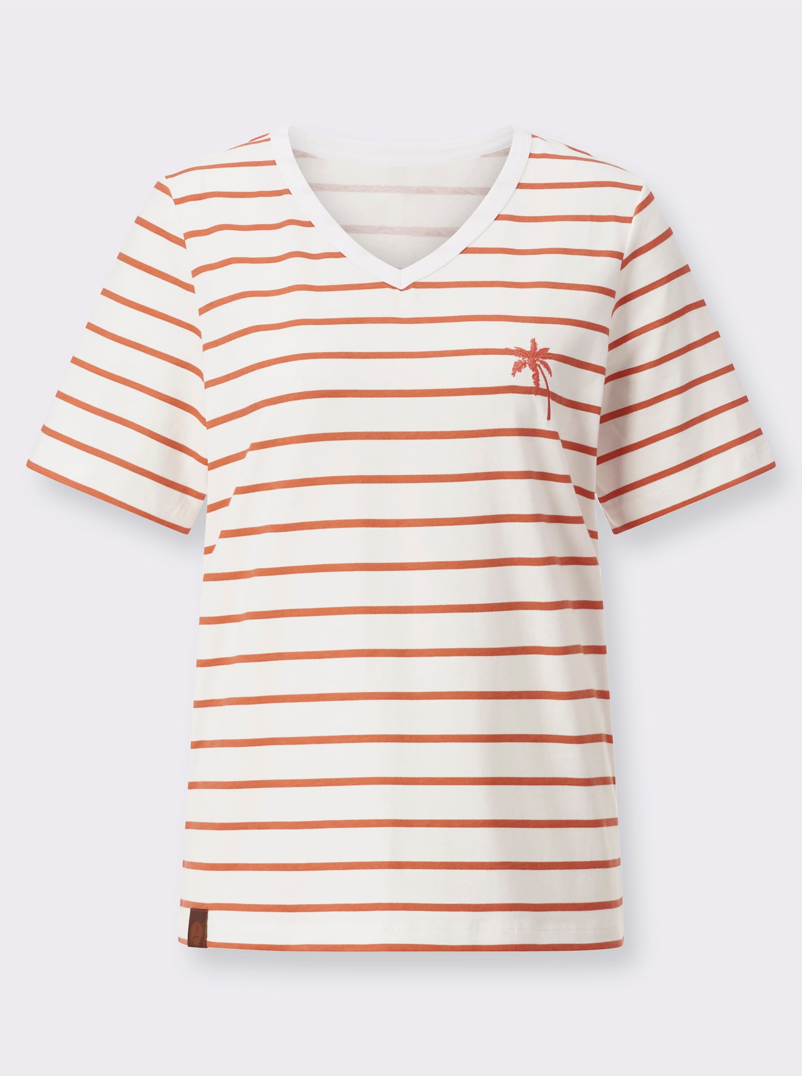 Shirt mit Stickerei, geringelt - papaya-ecru-geringelt