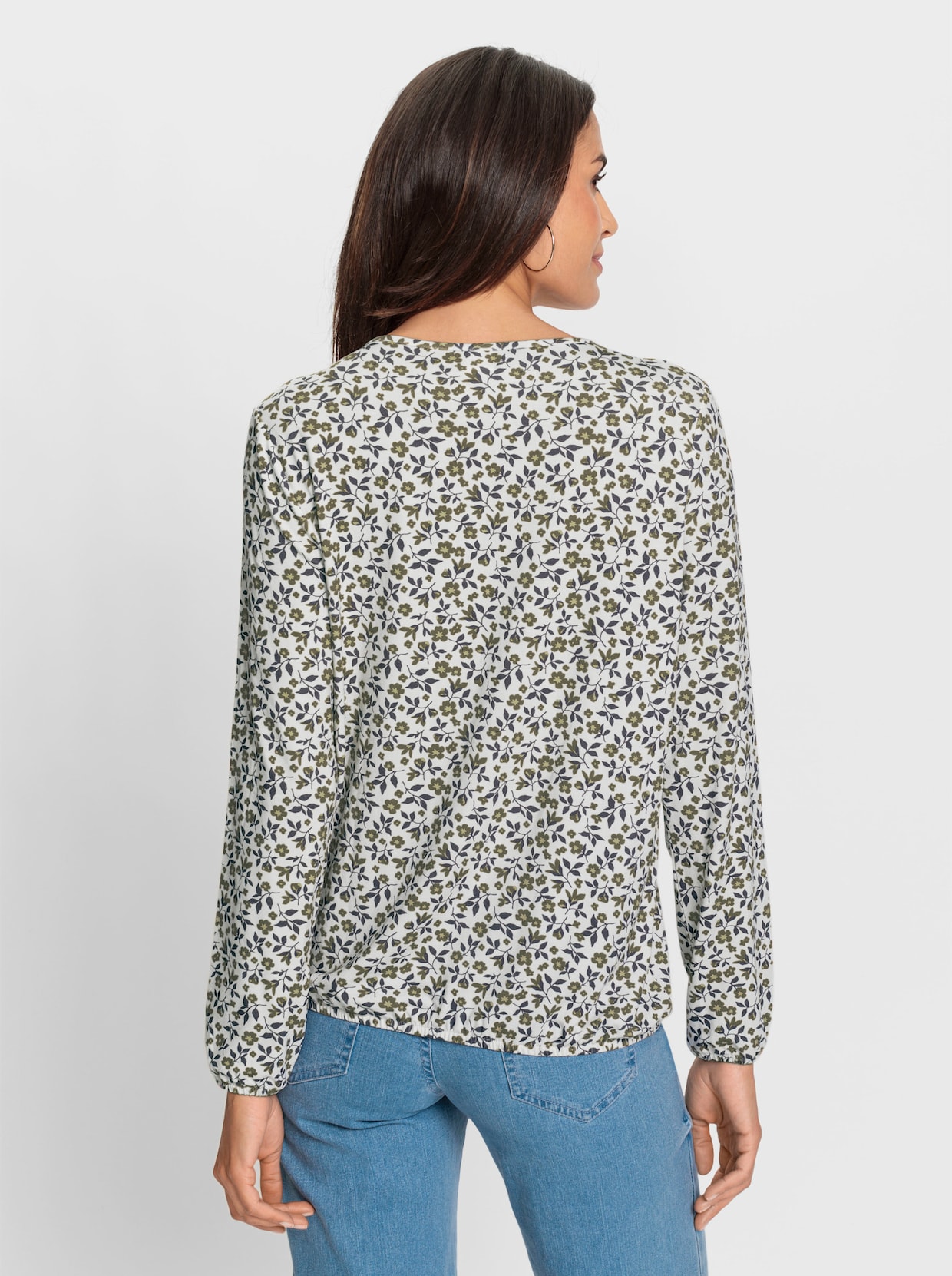Shirt met print - ecru/kaki geprint