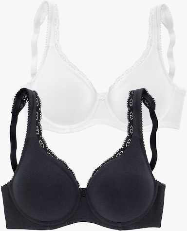 petite fleur T-Shirt-BH - schwarz+weiß