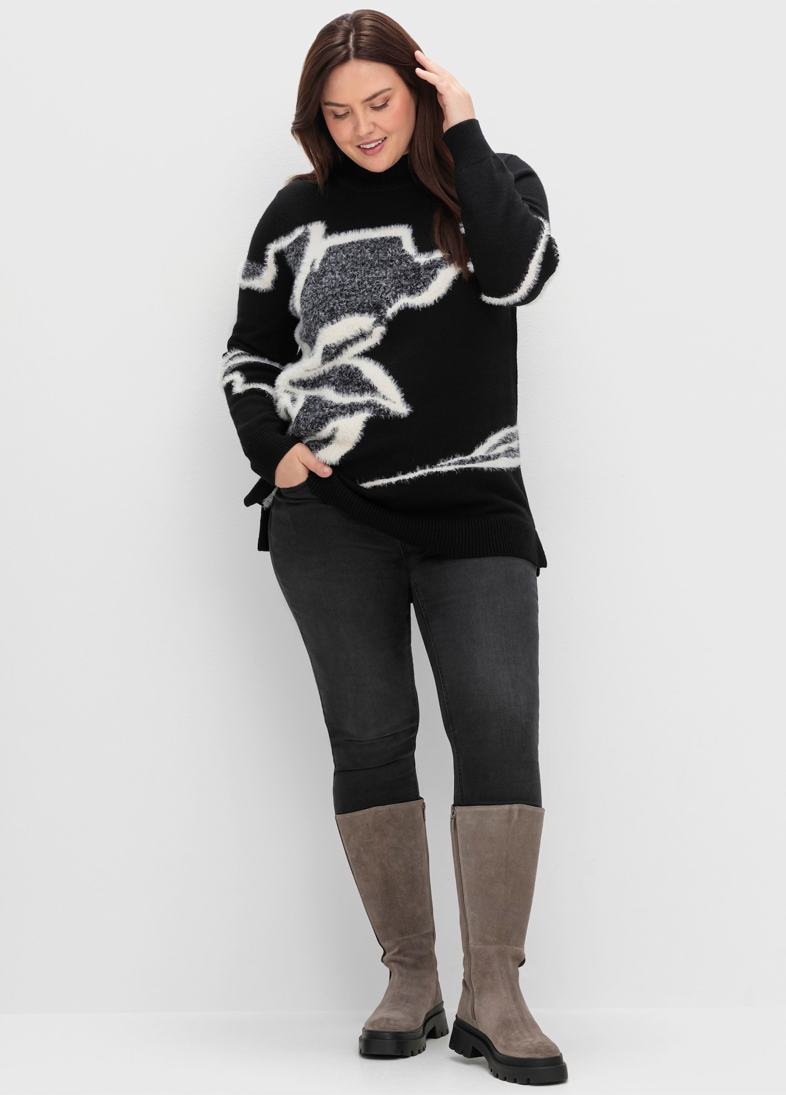 sheego Weitschaftstiefel mit Stretch-Einsatz - taupe