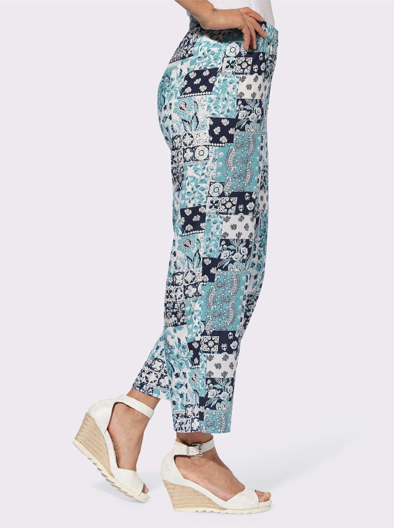 Culotte in Web-Ware - marine-ozean-bedruckt