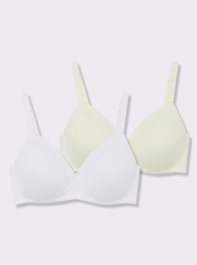 wäschepur Schalen-BH ohne Bügel mit vorgeformten Cups - weiß + champagner