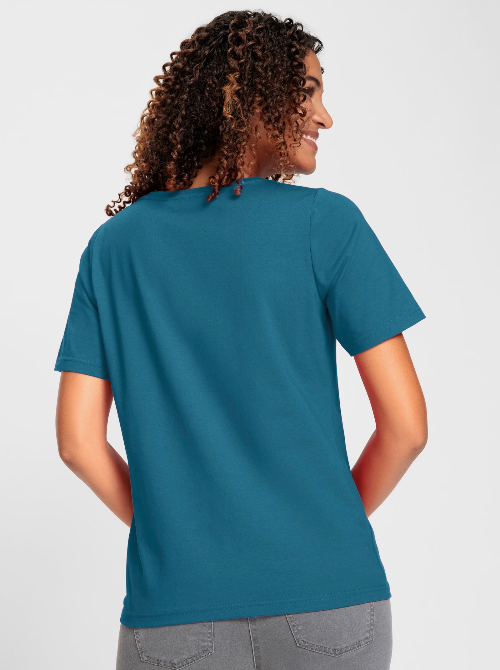 Kurzarmshirt mit Rundhals-Ausschnitt - topas