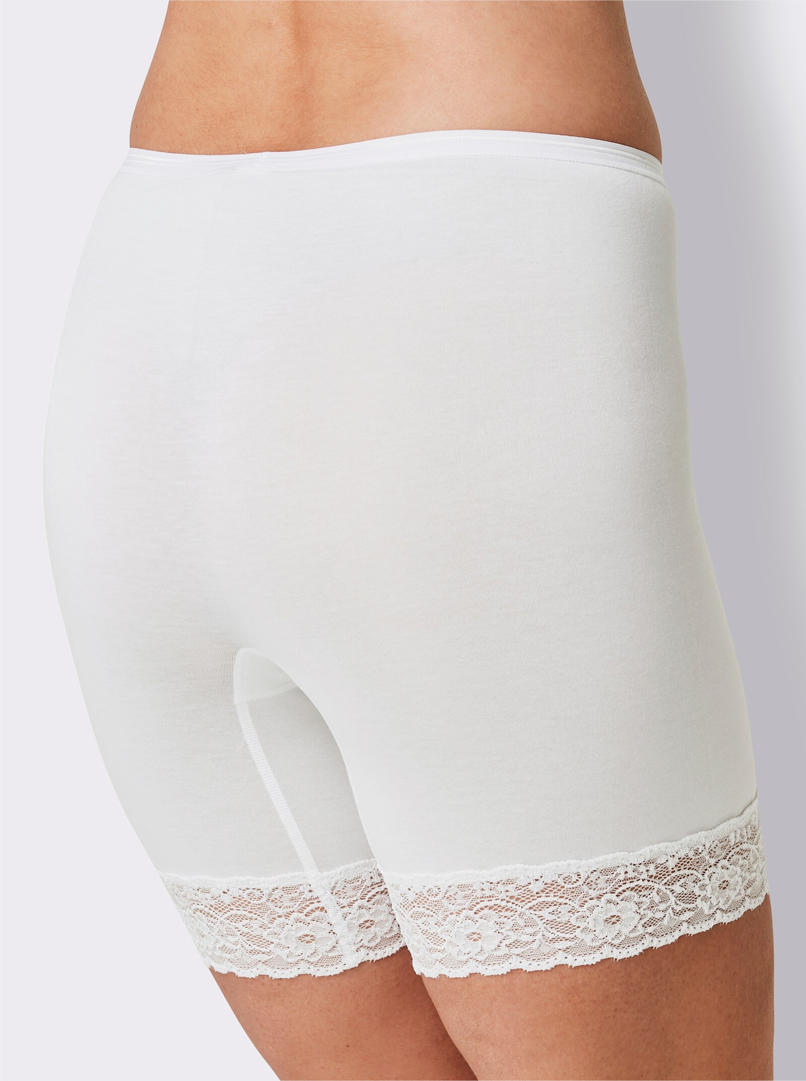 Mey Longpanty mit Spitzen-Abschluss - weiß
