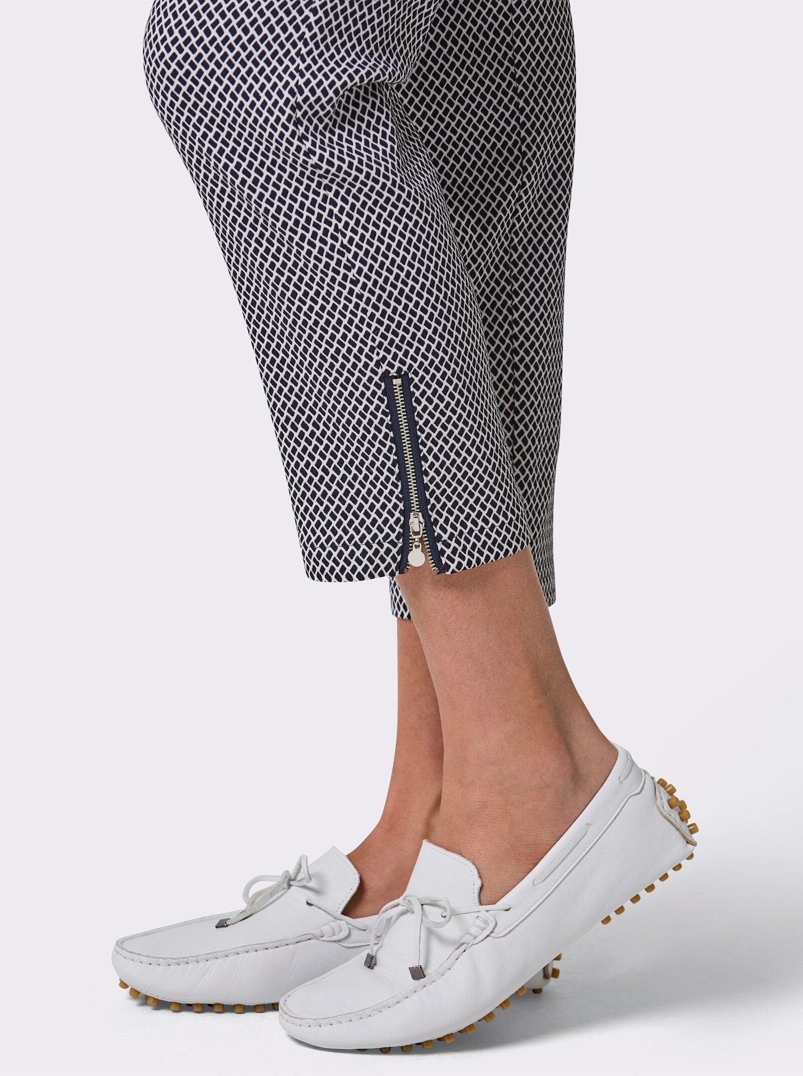 CREATION L PREMIUM Schlupfhose mit Jacquardmuster - marine-weiß-gemustert
