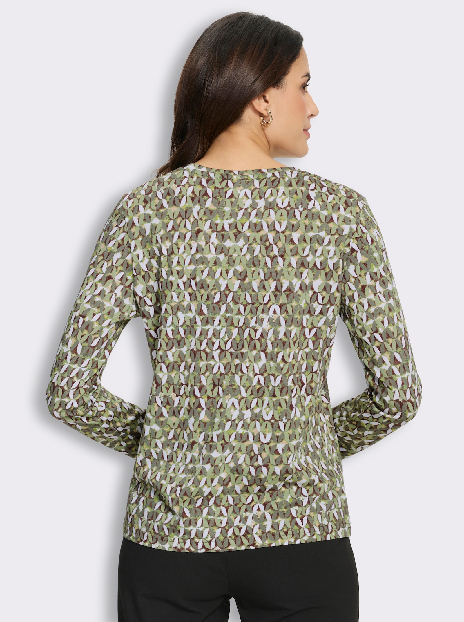  Print-Shirt mit Blätterdessin - khaki-lindgrün-bedruckt