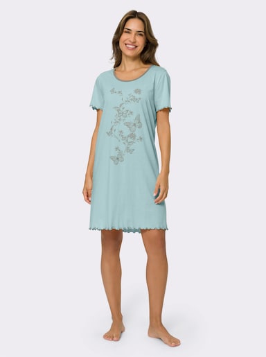 Nachthemd mit Schmetterlings-Druck - mint