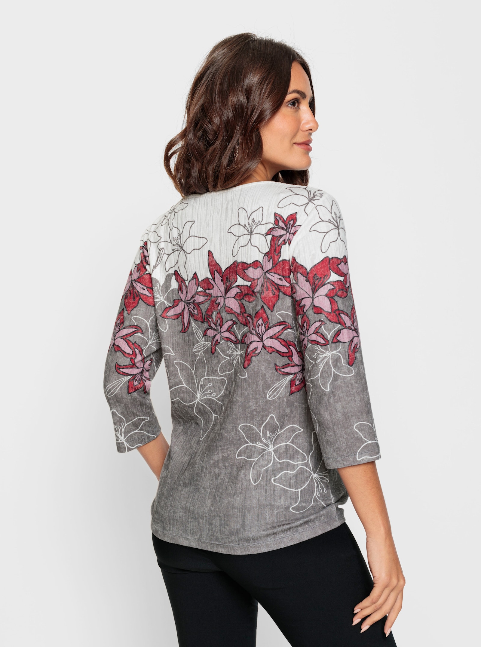 Print-Shirt mit gebogten Kanten - rot-schwarz-bedruckt