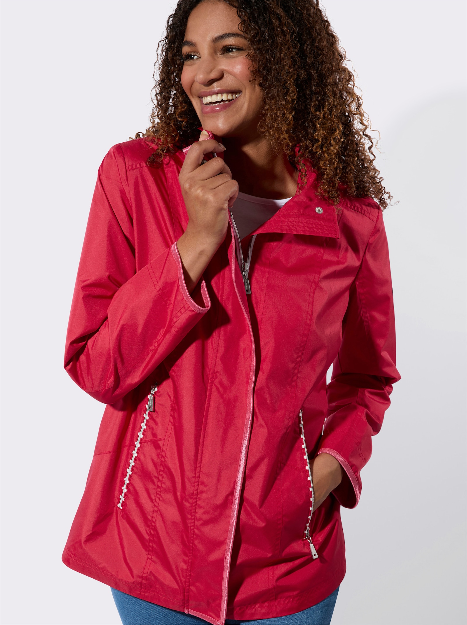 Jacke - erdbeere-weiss