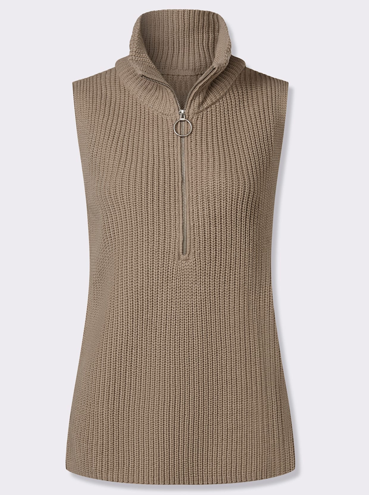 Slip-over van ribtricot - sesam