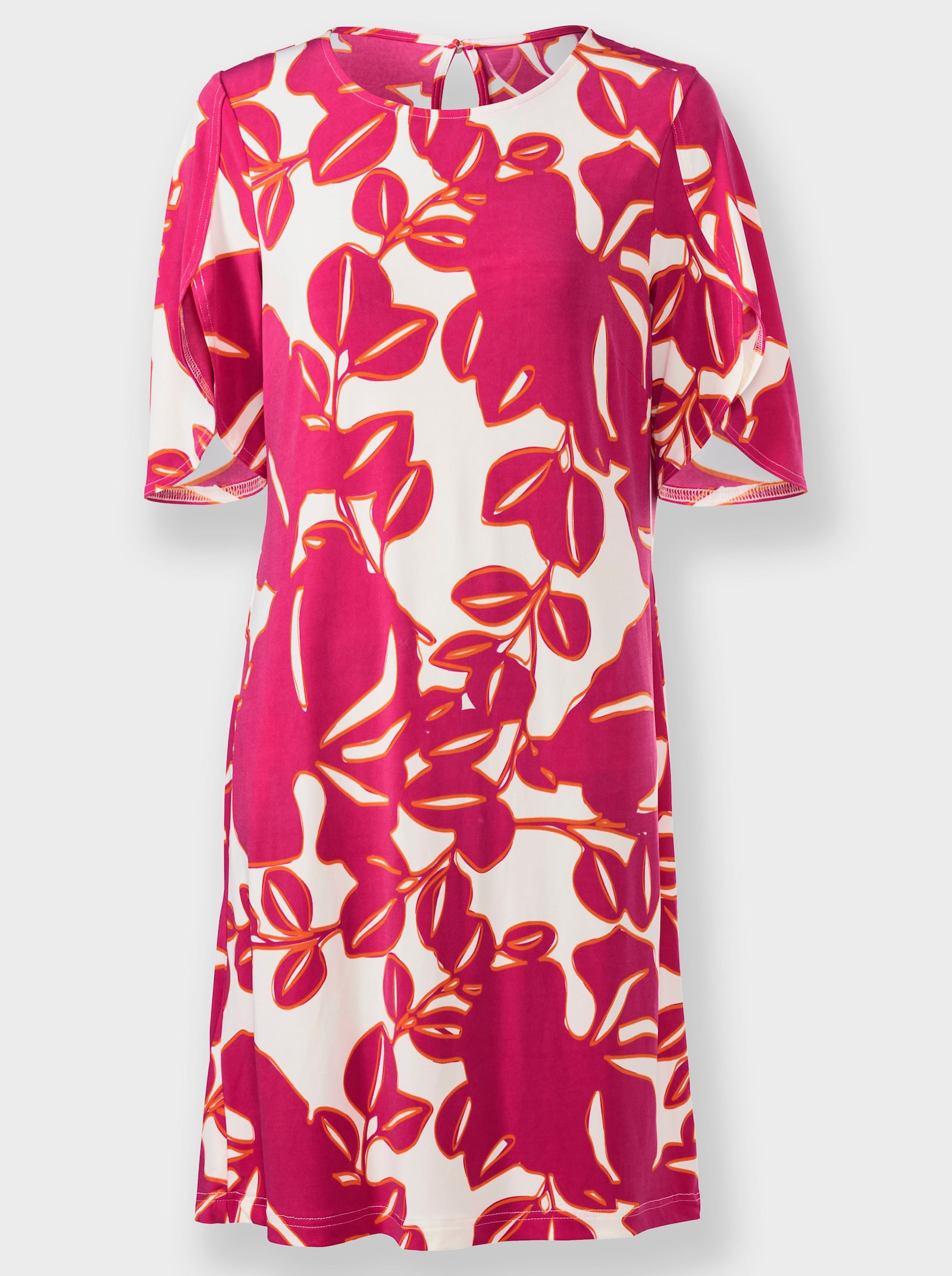 heine Druckkleid in Koffer-Qualität - champagner-pink-bedruckt