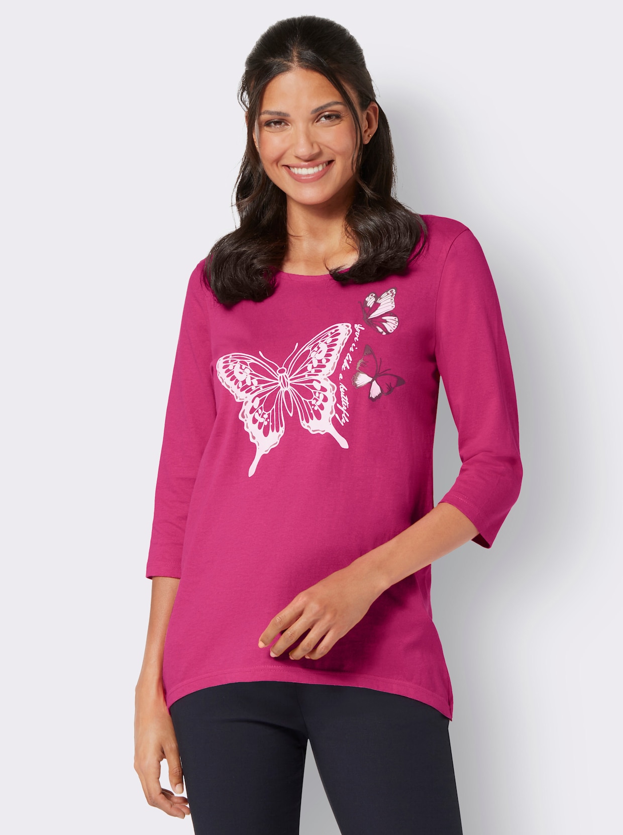 Puntig shirt - fuchsia/ecru