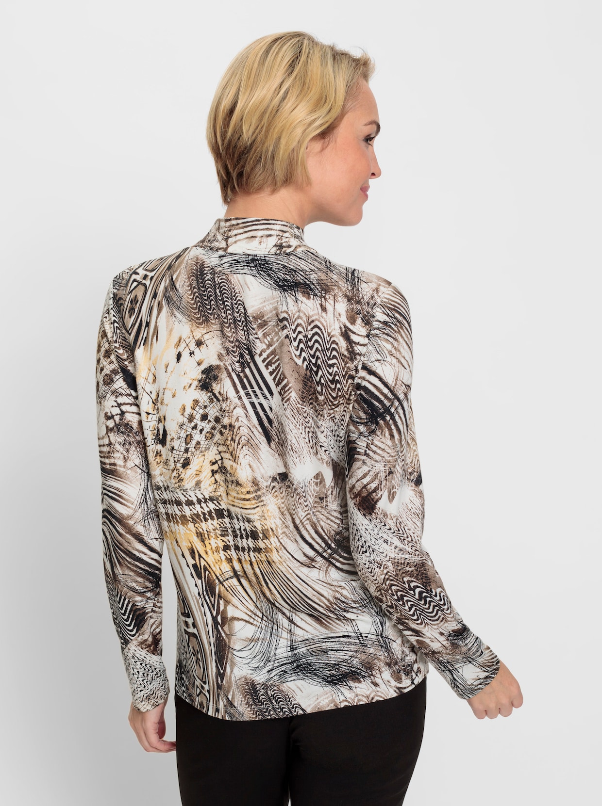 Shirt met lange mouwen - sesam/ecru bedrukt
