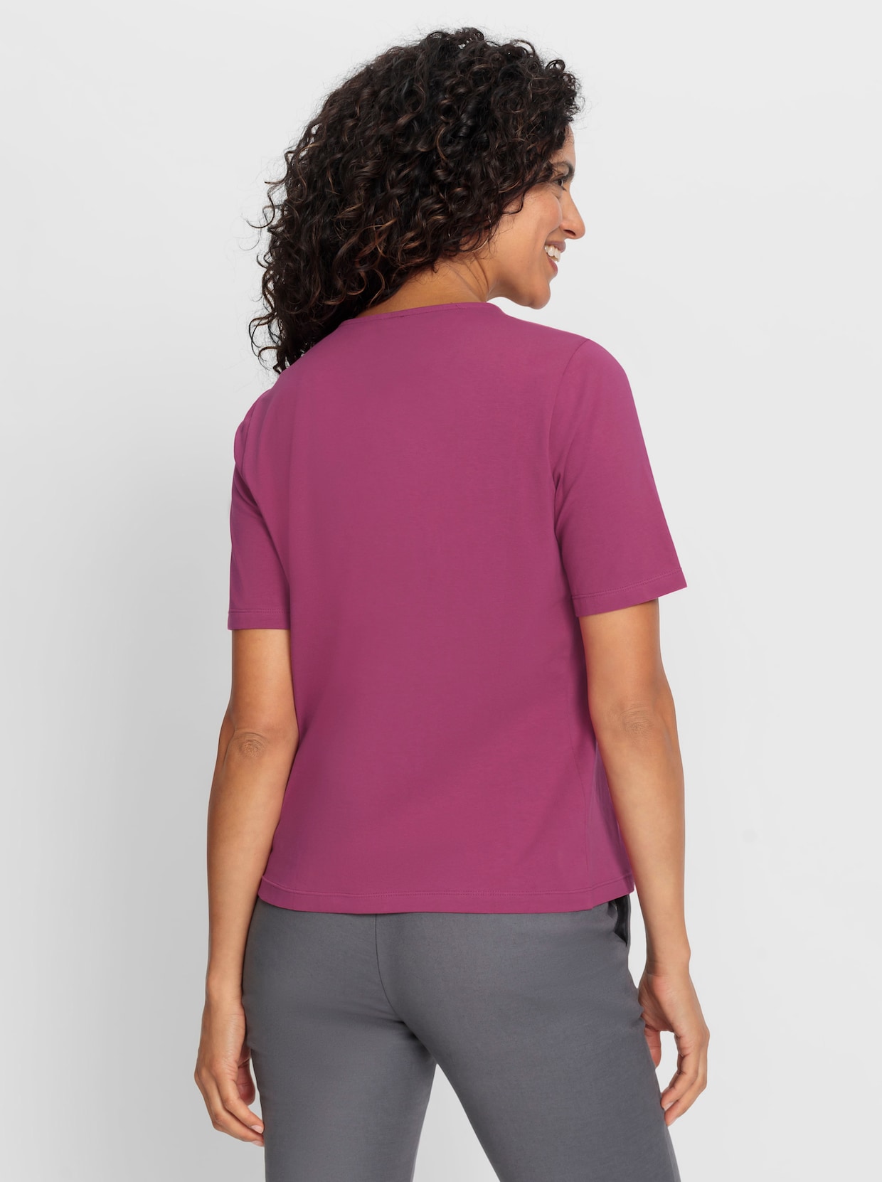 Shirt met V-hals - heide