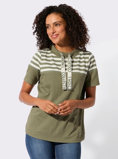 Sweatshirt mit platziertem Druckmuster - khaki-ecru