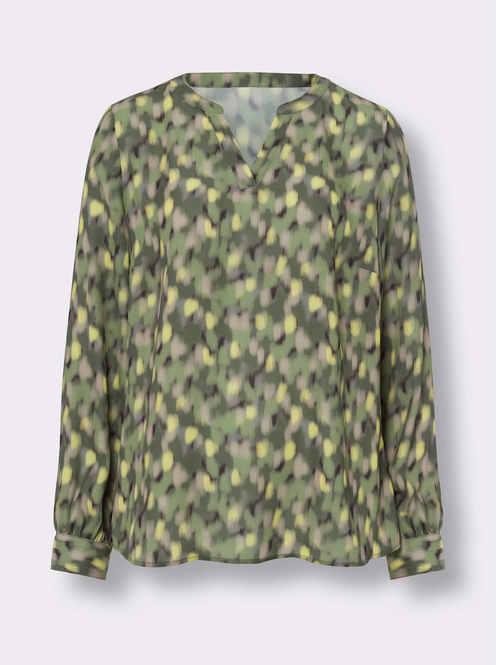 heine Schlupfbluse in Crêpe-Qualität - khaki-beige-bedruckt