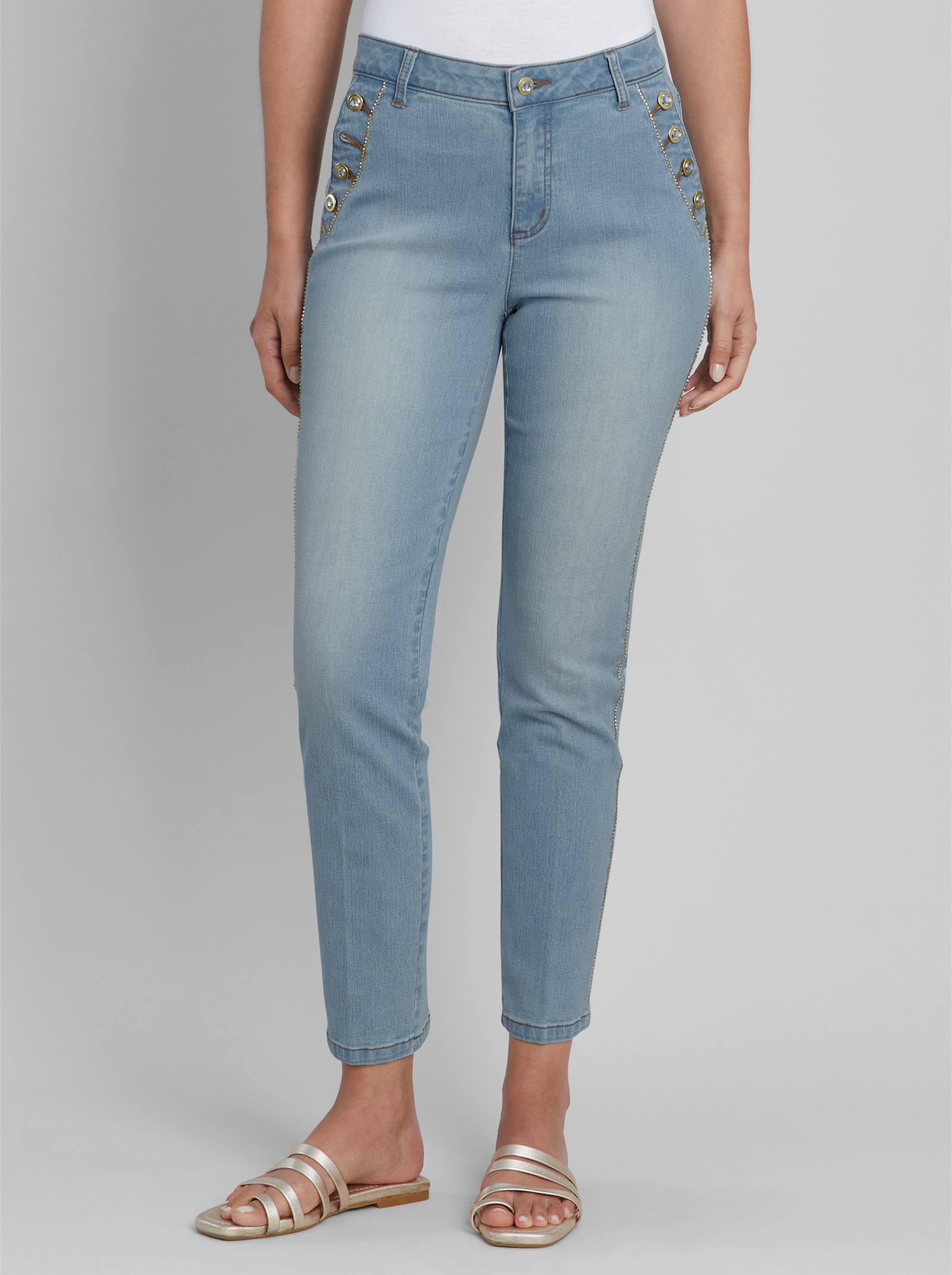 heine Jeans mit Glitzer-Zierband - blue-bleached