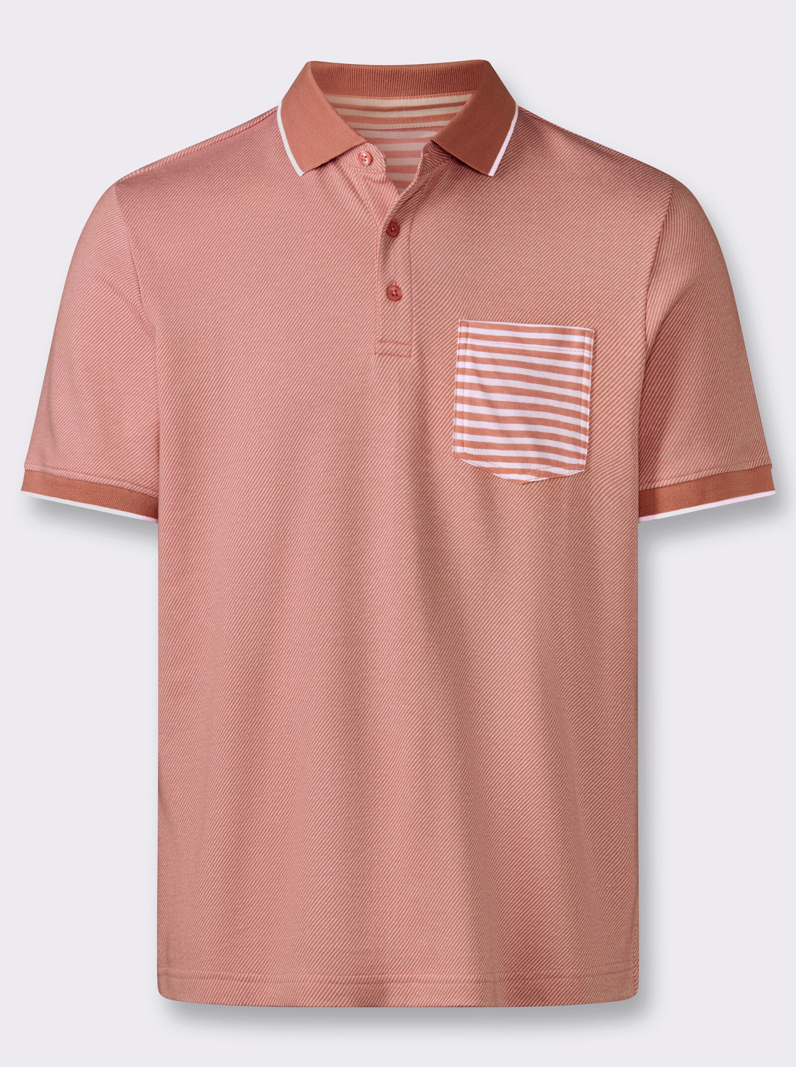 Marco Donati Kurzarmshirt in Jacquard-Qualität, mit Modal - papaya-gestreift