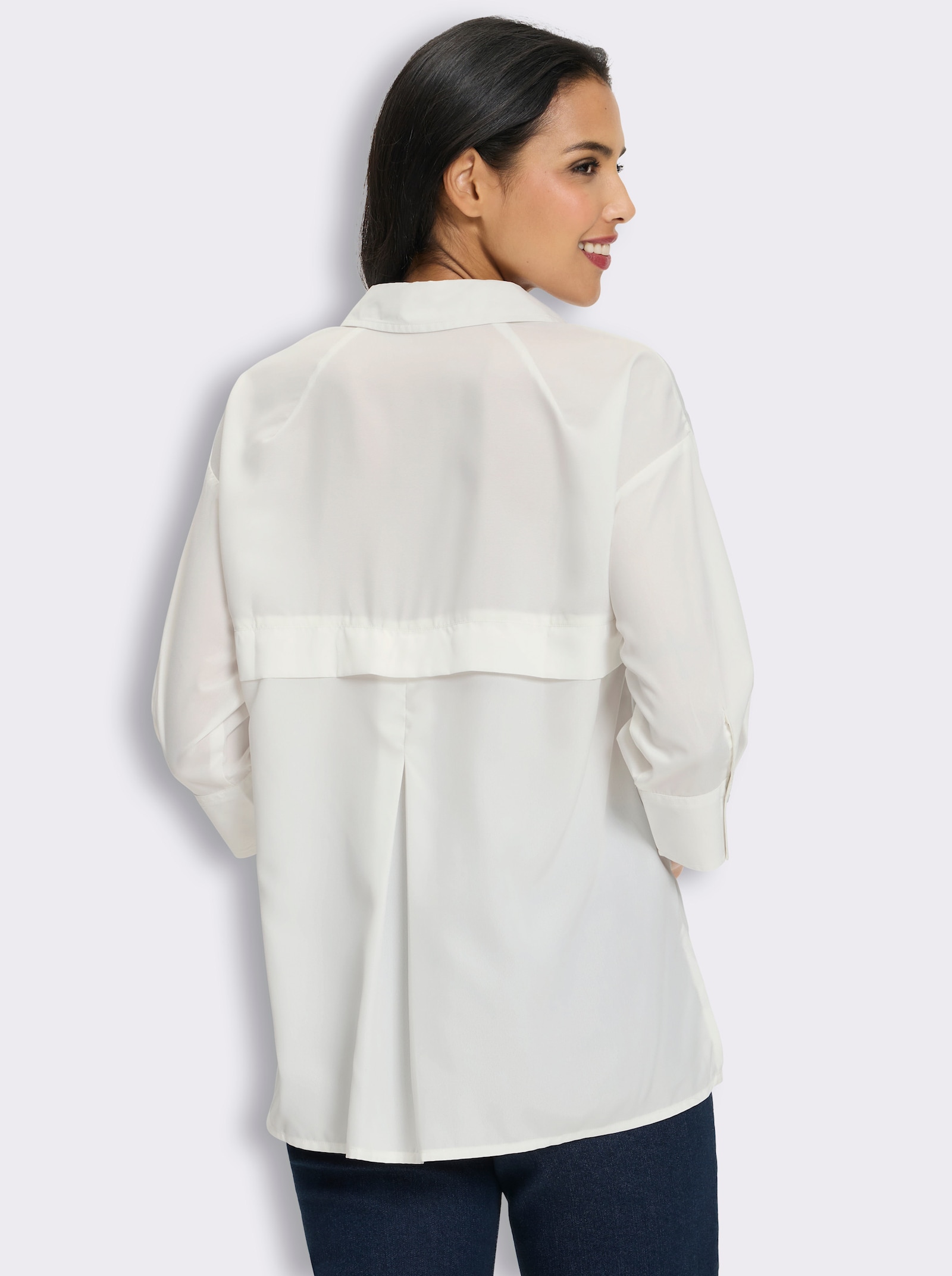Longbluse mit Falte im Rückteil - weiß