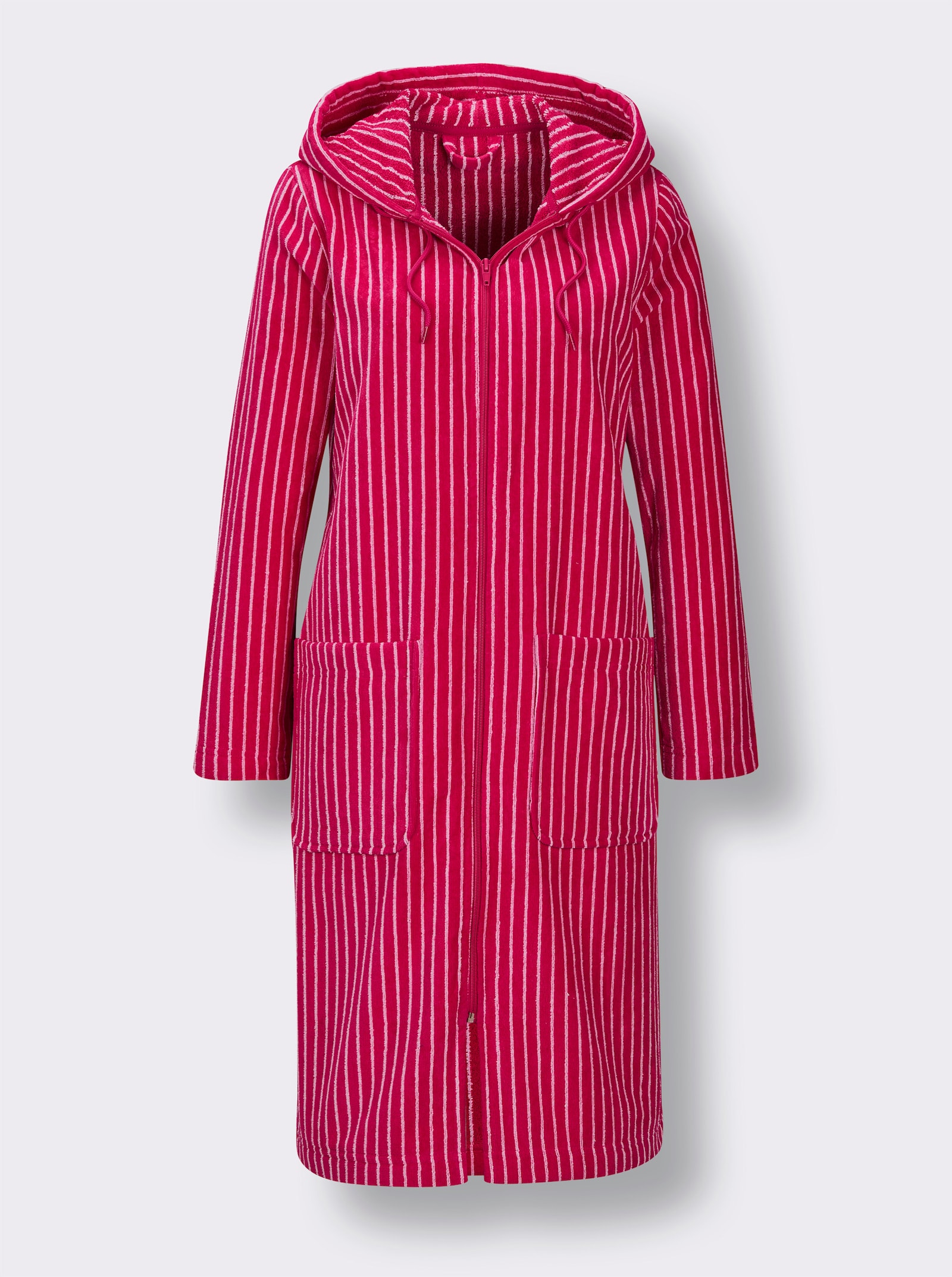 feel good Bademantel - pink-ecru-gestreift