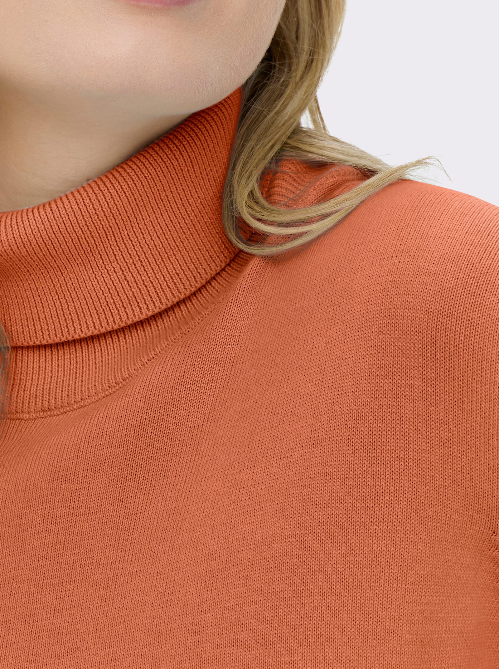 Rollkragenpullover aus reiner Baumwolle - terrakotta