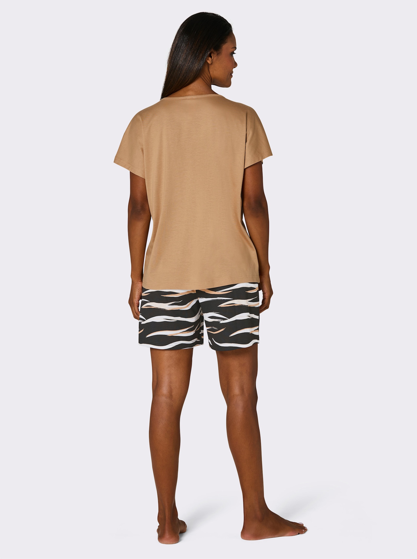 wäschepur Shorty - schwarz-camel-bedruckt