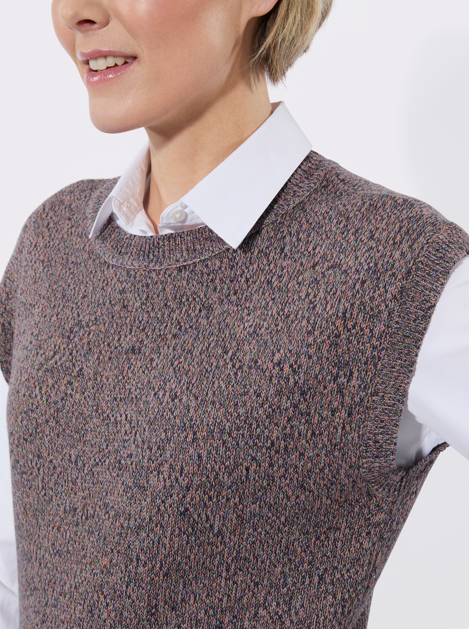 Pullunder in Melange-Optik - marine-papaya-meliert