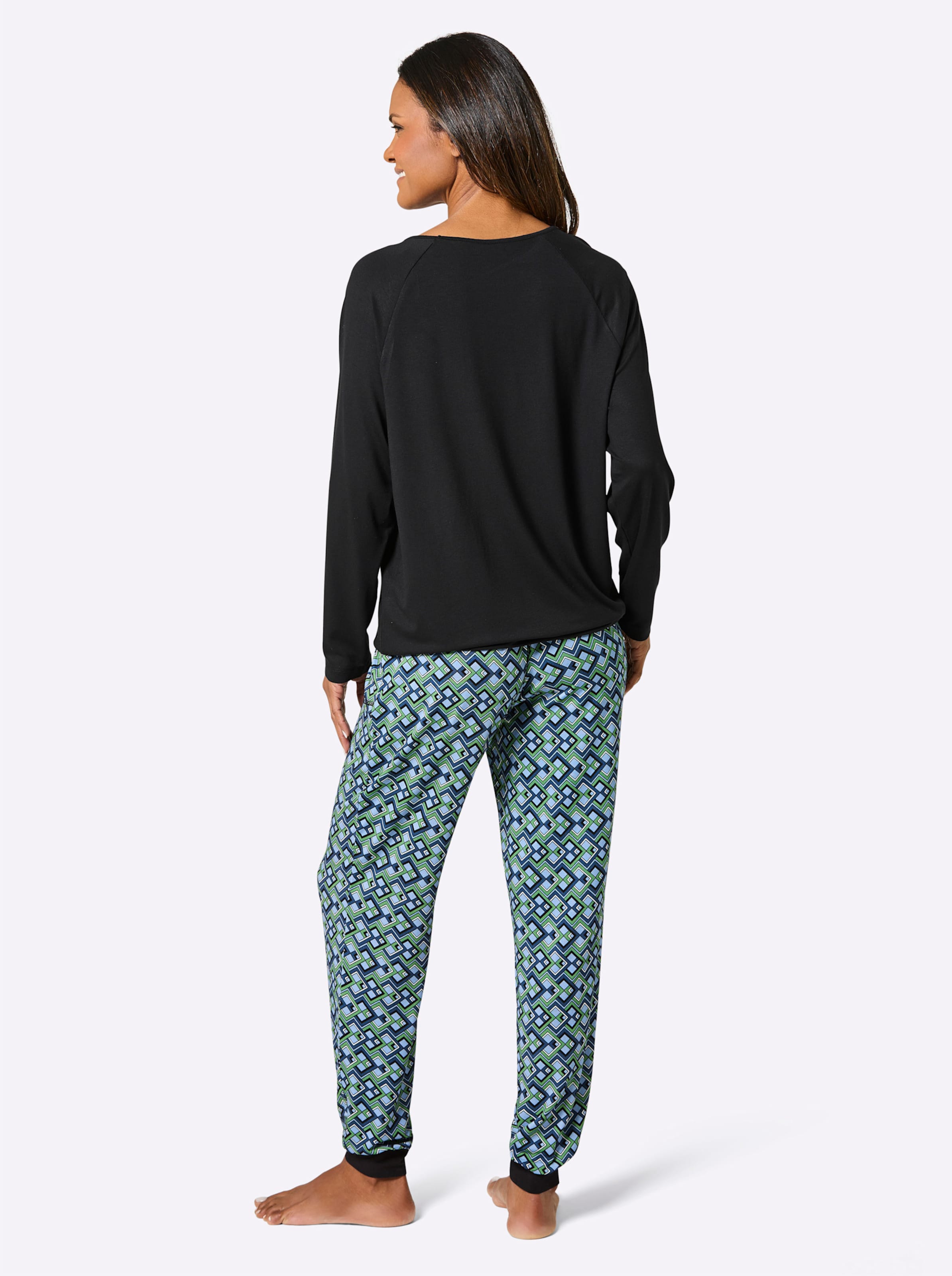 Pyjama zwart/appel bedrukt, foto 3