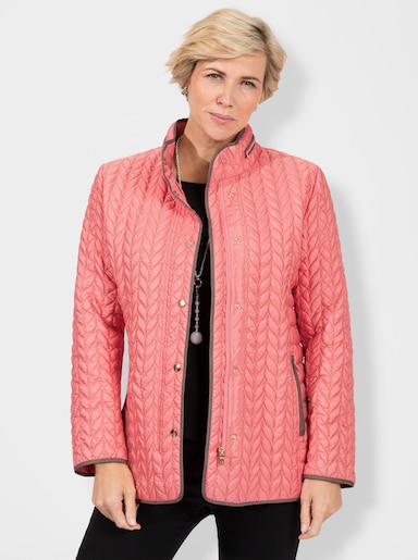 Steppjacke mit Kontrast-Paspeln - flamingo
