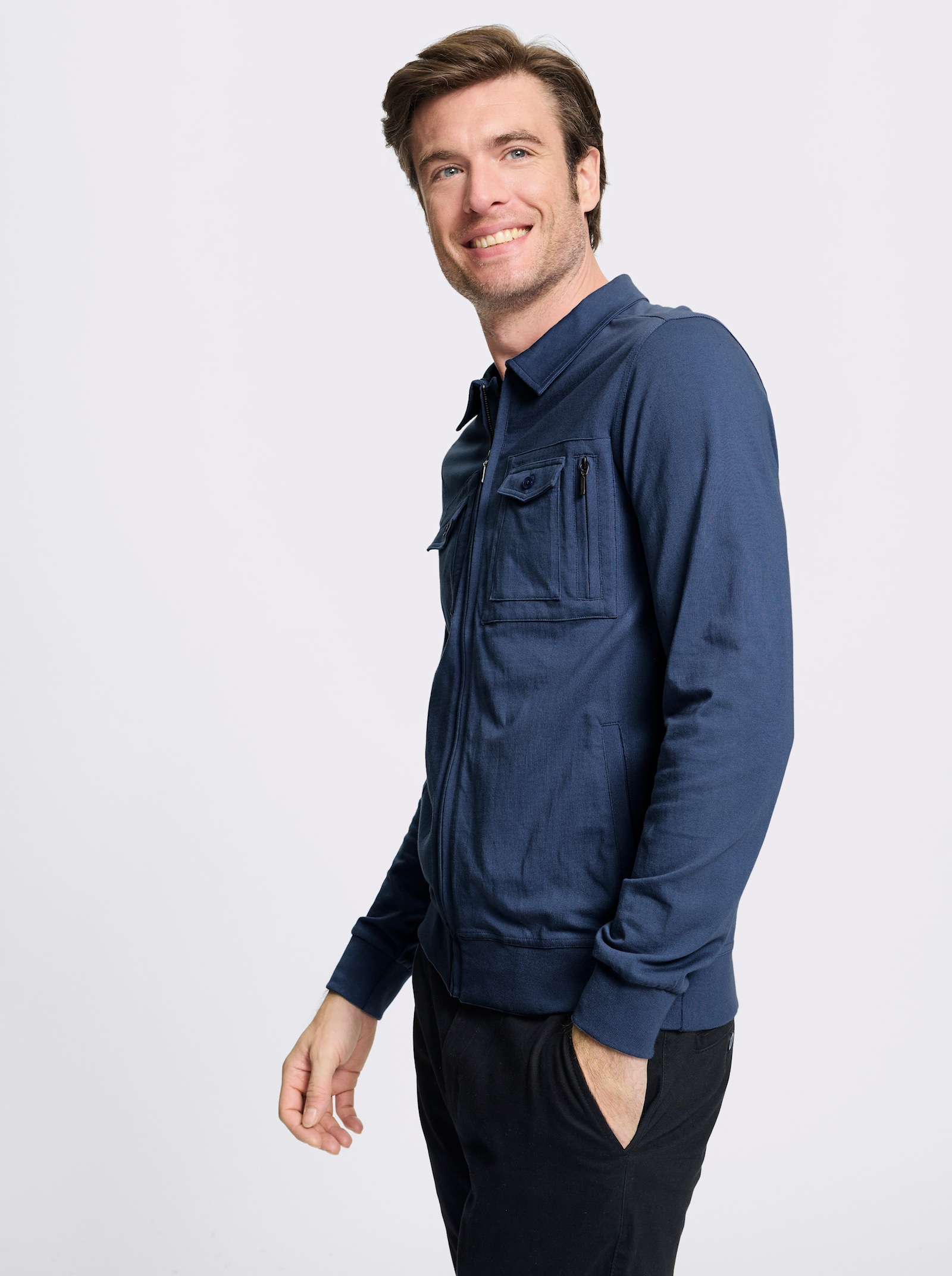 Marco Donati Shirtjacke mit praktischen Taschen - jeansblau