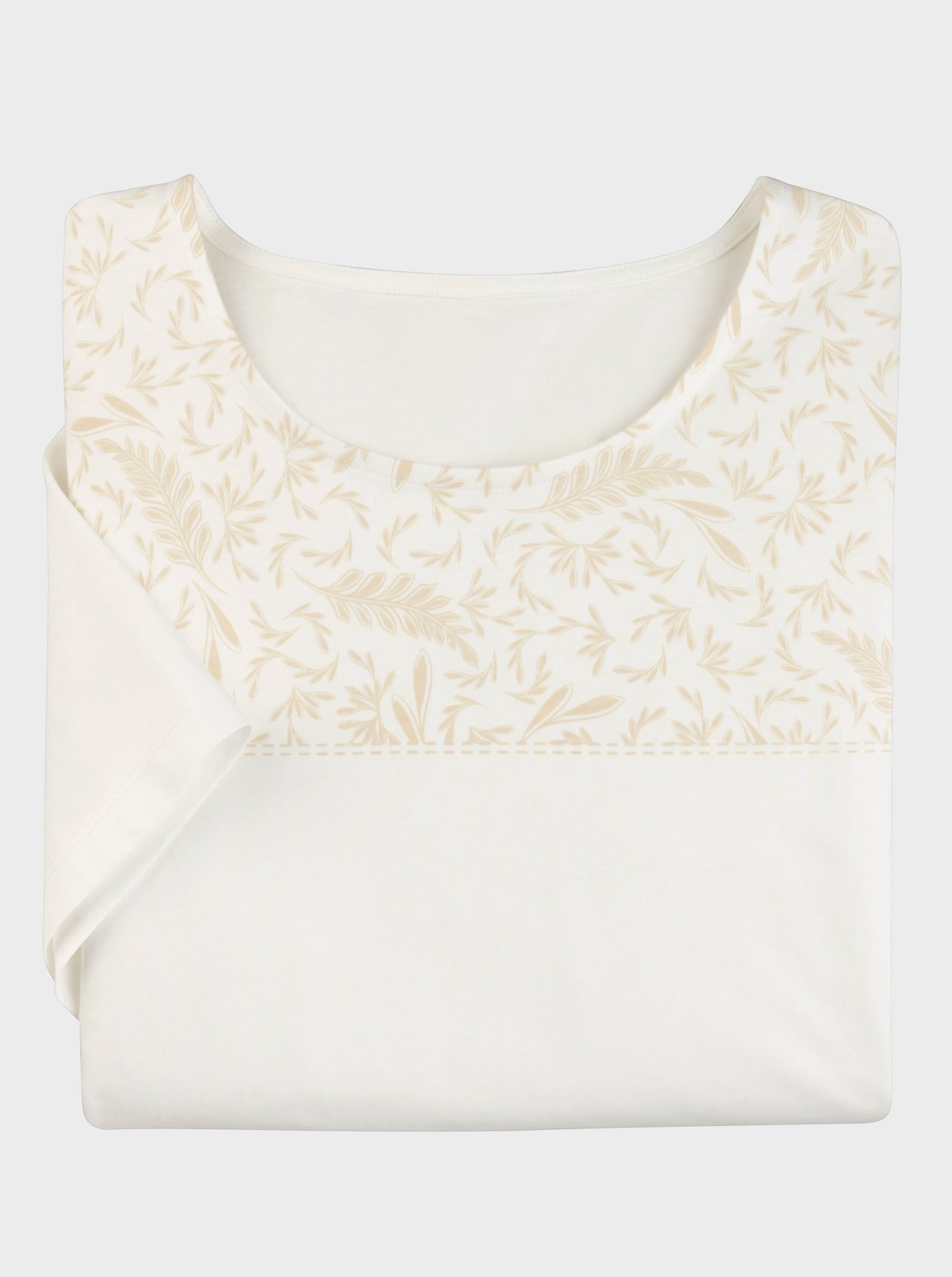 Kurzarmshirt aus reiner Baumwolle - ecru-sand