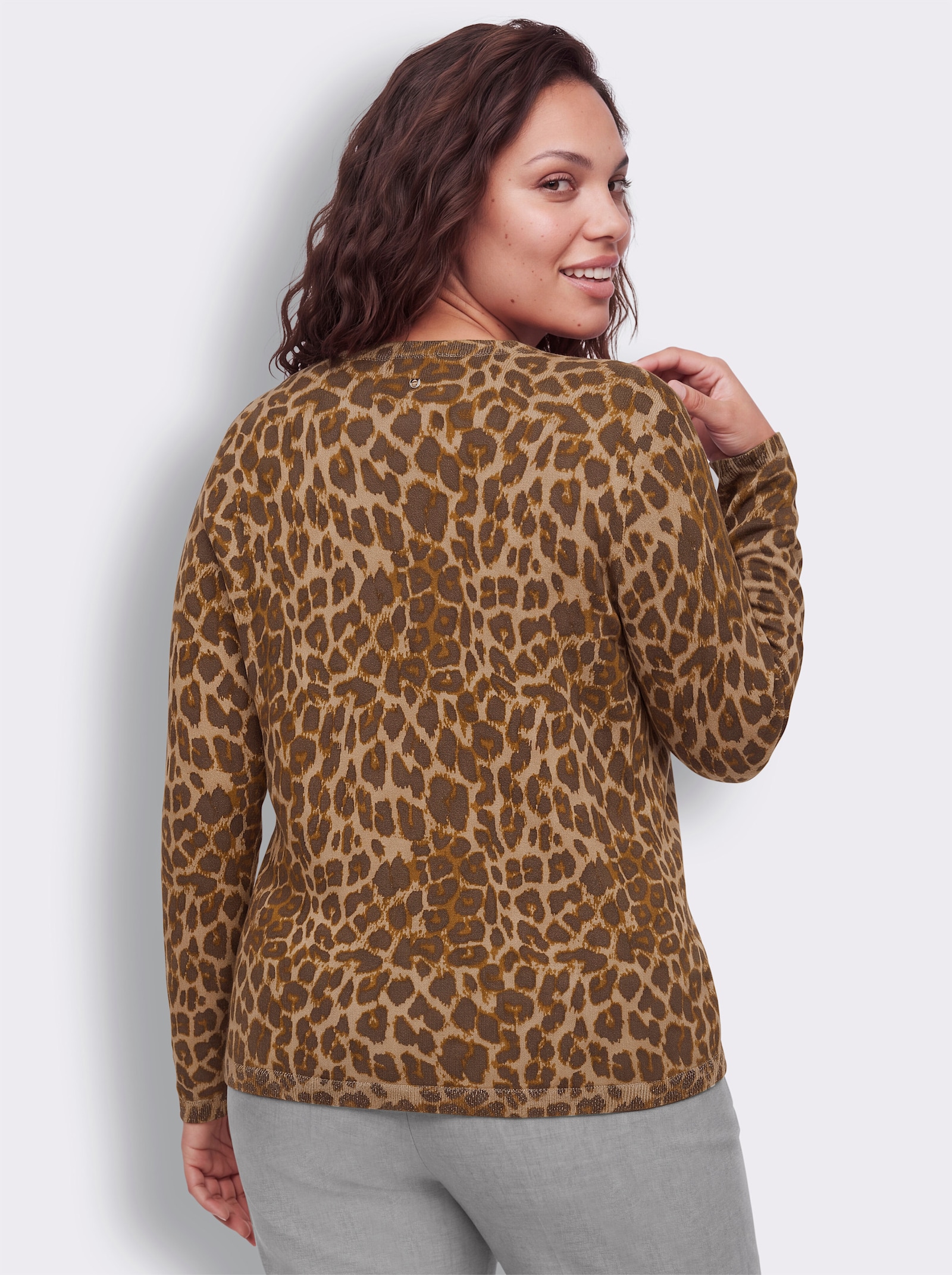 sheego Cardigan mit Animalmuster - camel-schoko-bedruckt