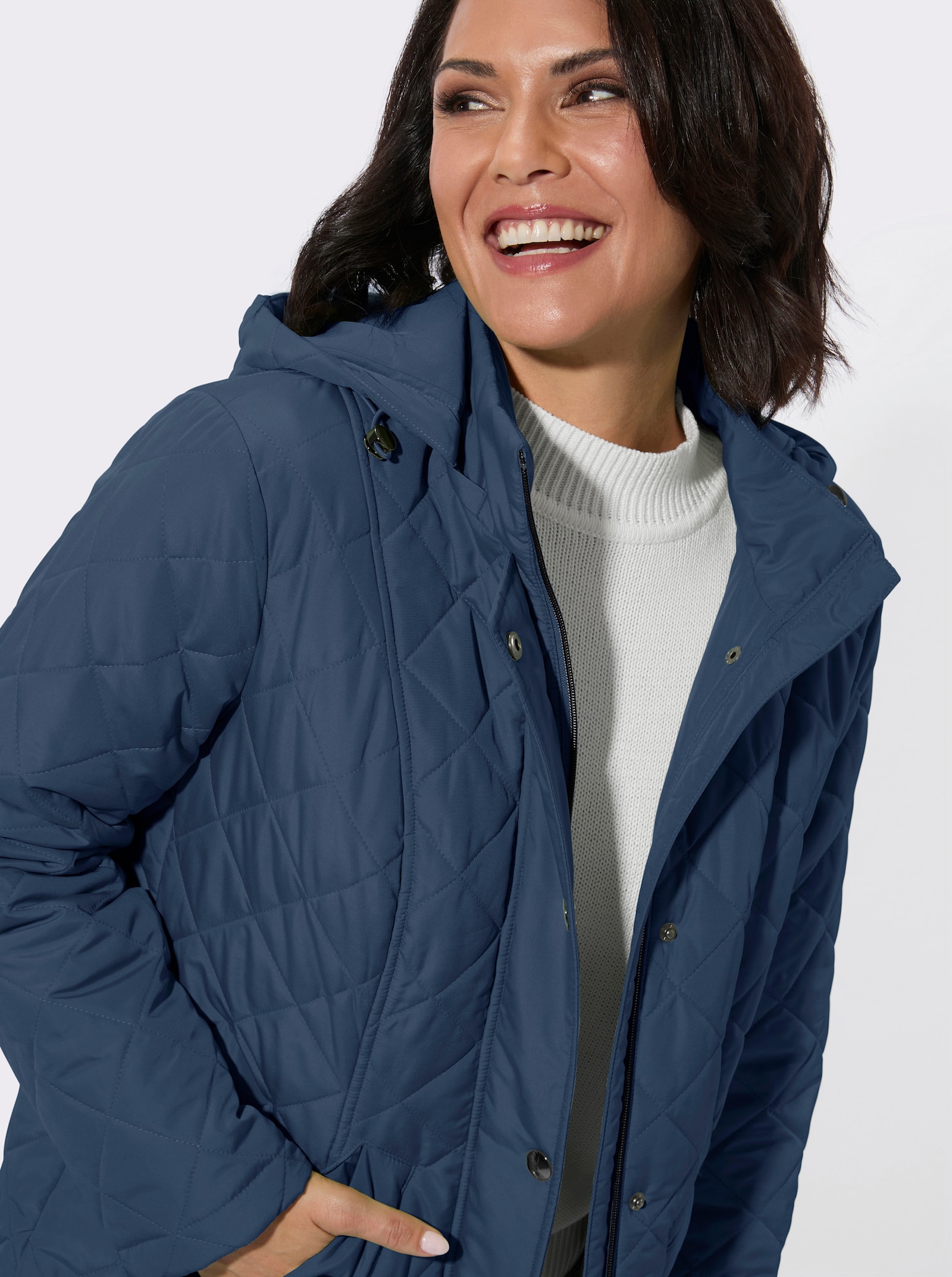 Steppjacke mit Druckknopf-Taschen - dunkelblau